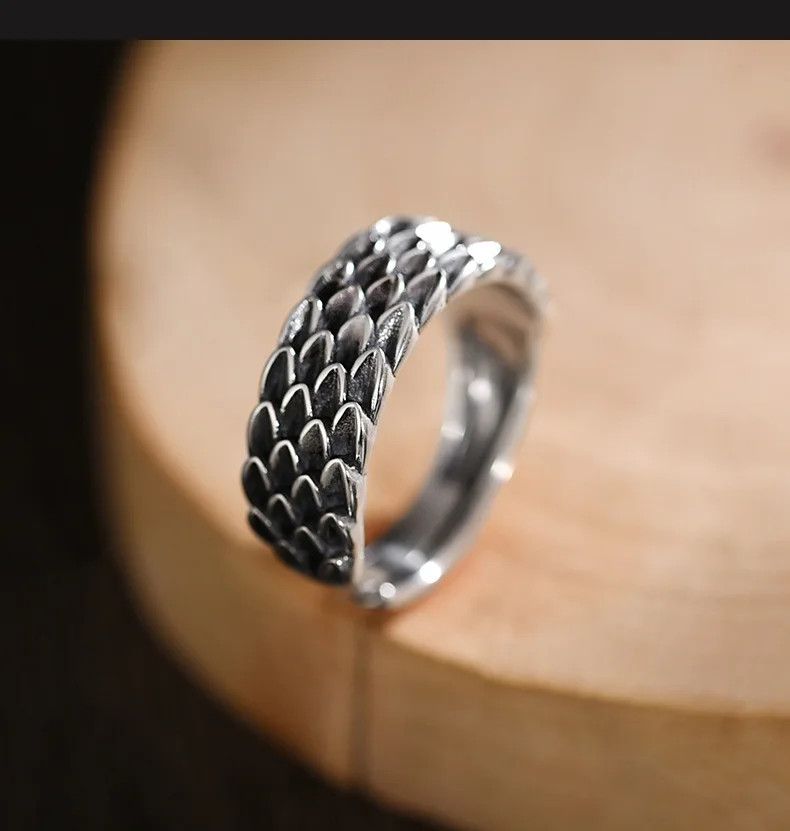 Jewelry Retro Dragon Scale Ring Size ONE SIZE - 4 Thumbnail