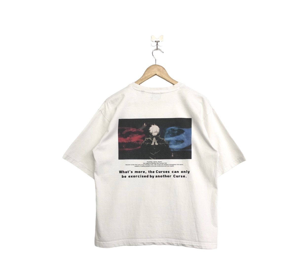 image of Anima x Rageblue Jujutsu Kaisen X Rageblue Gojo Satoru Oversize Tshirt in White, Men's (Size Medium