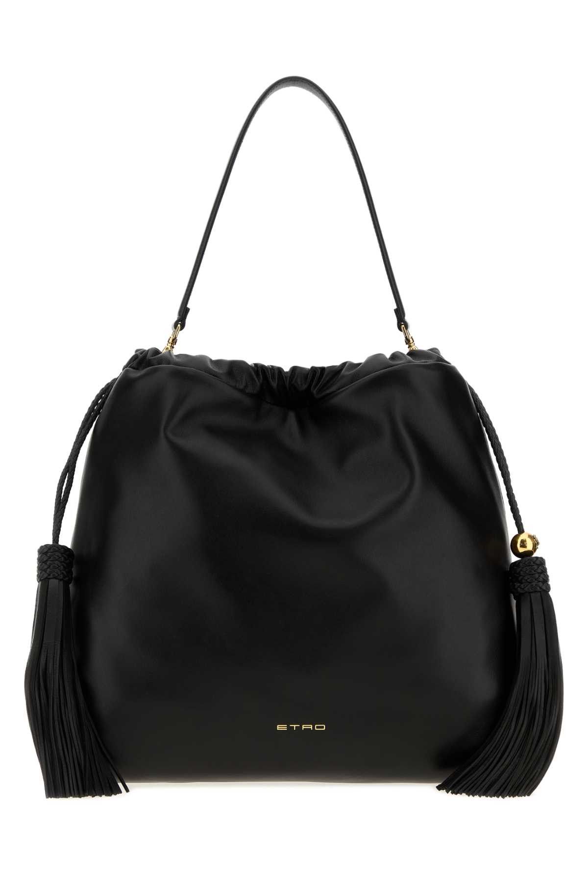 Etro Black Leather Medium Kalispera Bucket Bag Size ONE SIZE - 1 Thumbnail