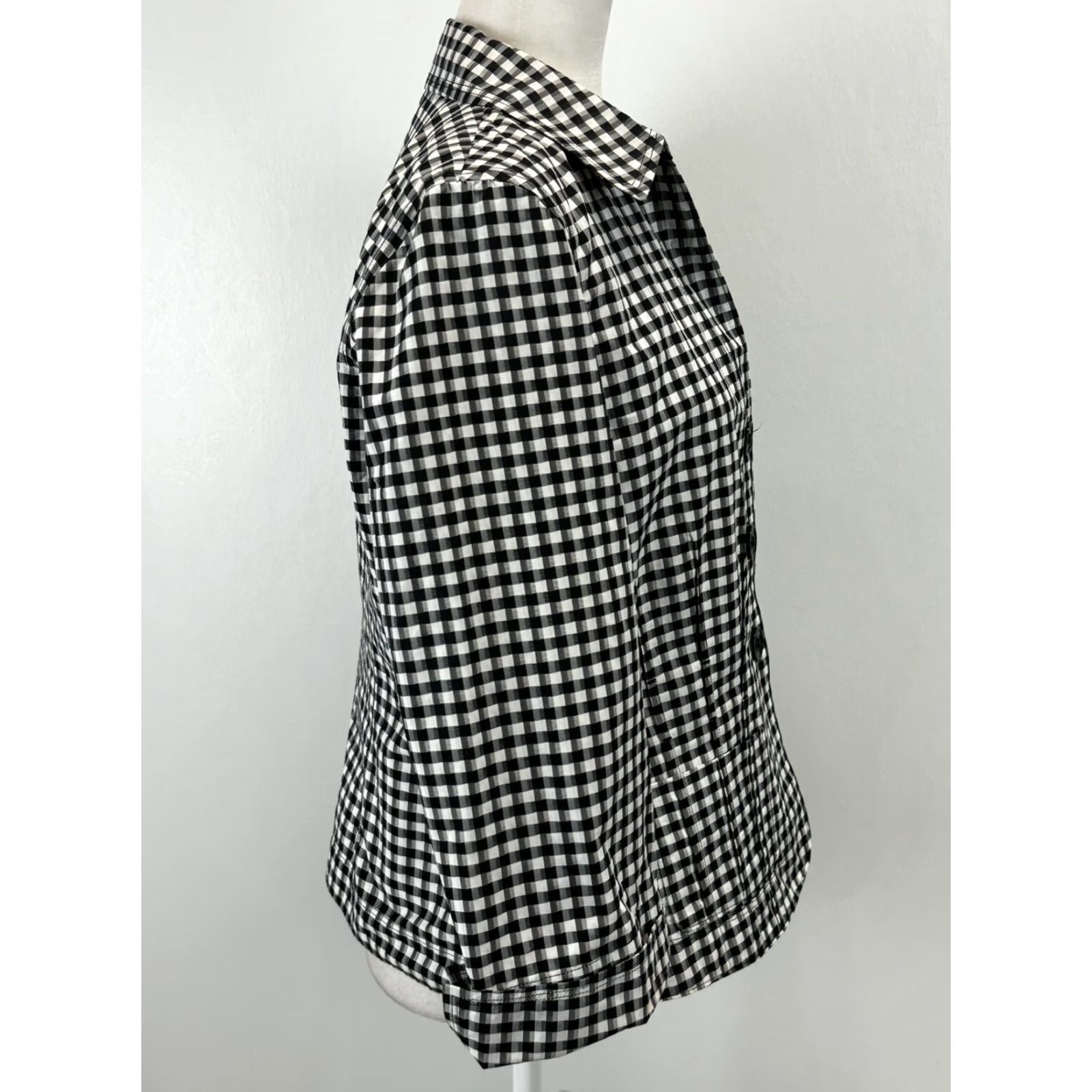 Jones New York Jones New York Gingham Shirt Womens 10 Multicolor Classic Old Money Artsy Blouse 3/4 Sleeve Collared Button Polyester Blend Regular Women Shirt Size L / US 10 / IT 46 - 4 Thumbnail