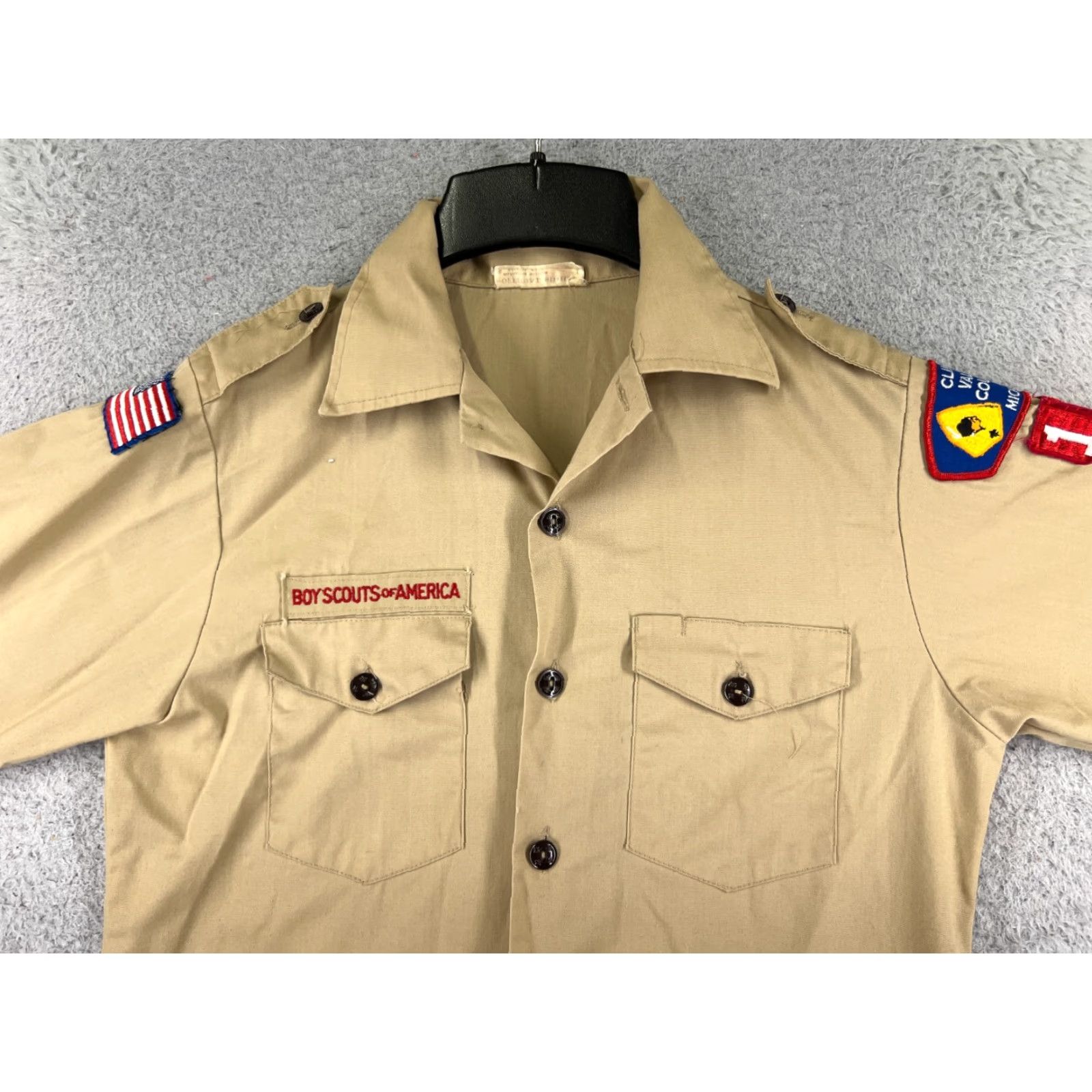 Vintage VINTAGE Boy Scouts Shirt Adult 16 Beige Long Sleeve US Made Polyester Blend Shirts Men Beige 1960s (if applicable) Size US L / EU 52-54 / 3 - 5 Thumbnail