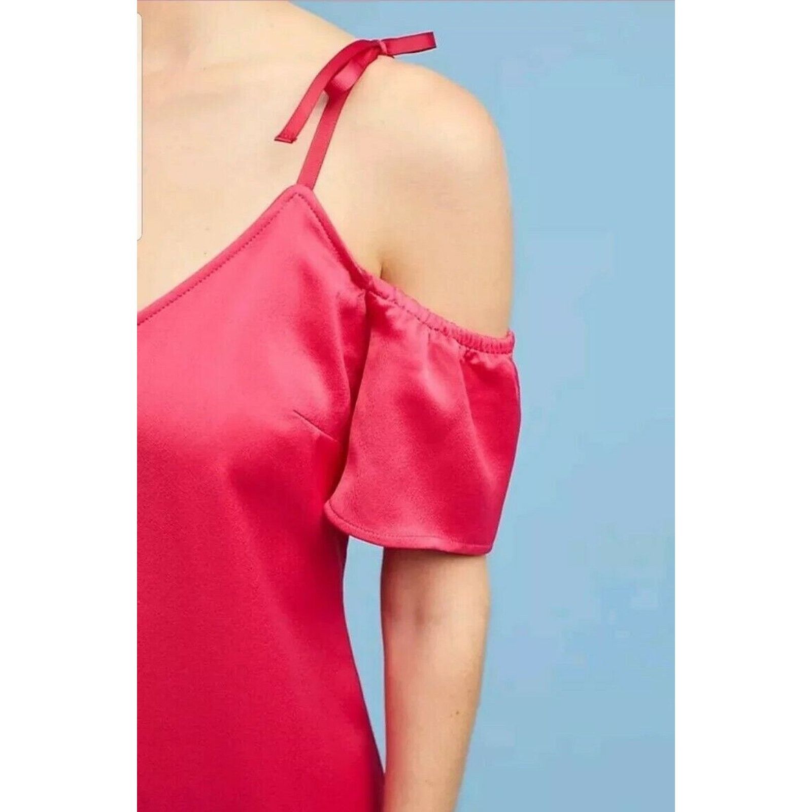 Anthropologie New Anthropologie Satin Open Shoulder Dress Seen Worn Kept Size M / US 6-8 / IT 42-44 - 5 Thumbnail