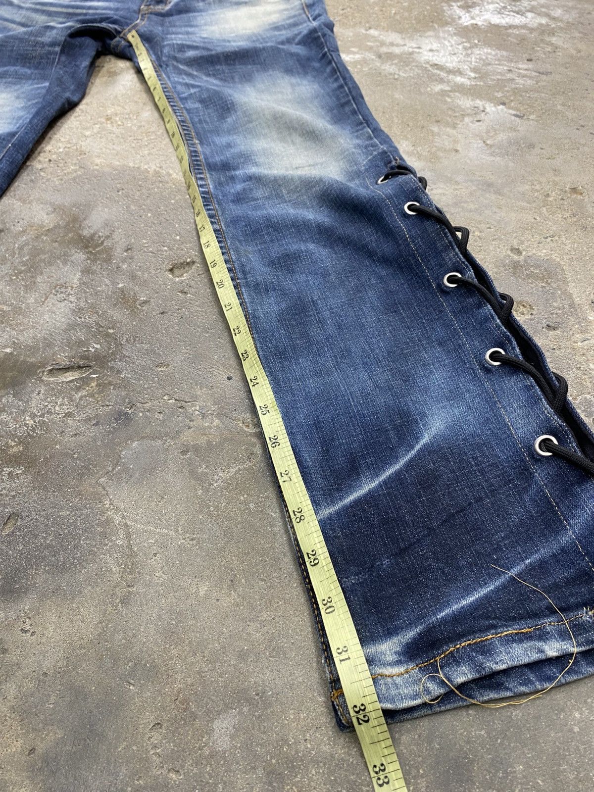 Japanese Brand Cloud72 side laced jeans wash Size US 32 / EU 48 - 22 Thumbnail