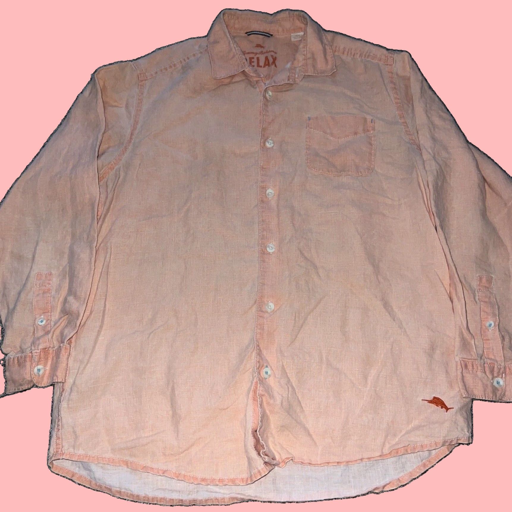 Tommy Bahama VINTAGE Tommy Bahama Linen Shirt Mens Relaxed Fit Pink Long Sleeve Size M Size US M / EU 48-50 / 2 - 1 Thumbnail