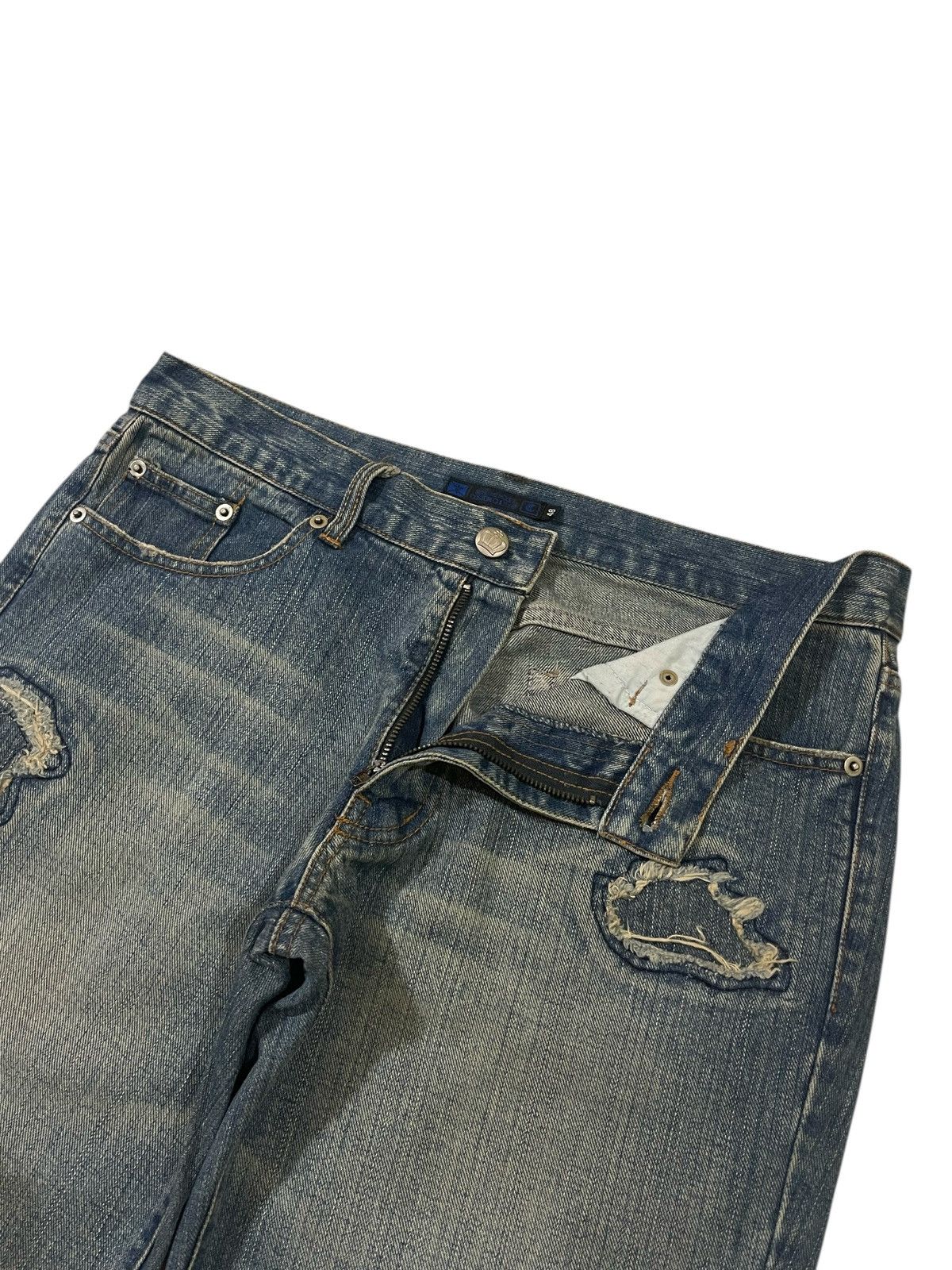 Japanese Brand Custom Culture Damage Repaired Straight Denim DAIRIKU Styled Size US 33 - 6 Thumbnail