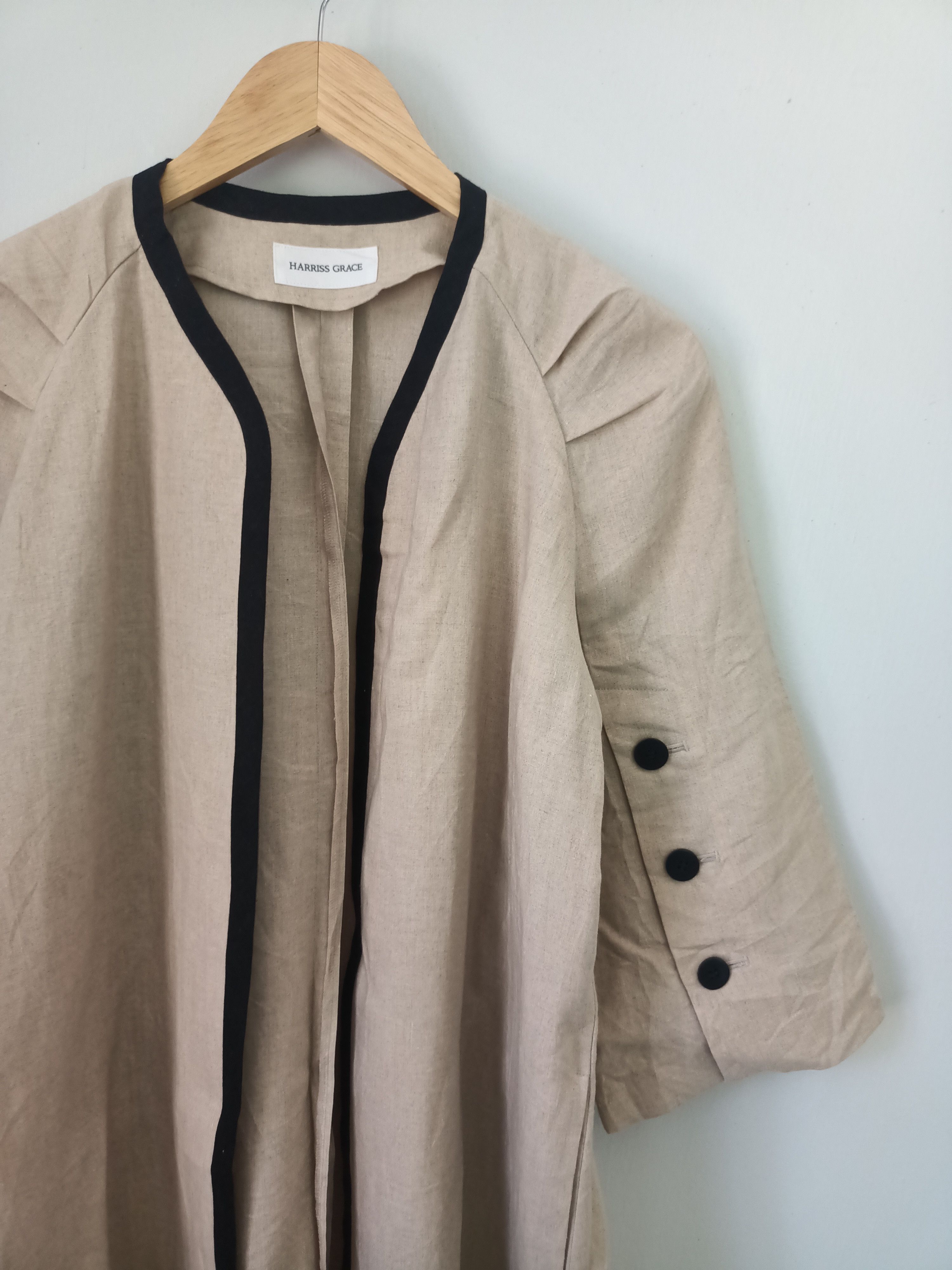 Japanese Brand HARRIS GRACE Beige Duster Coat Made in Japan🇯🇵 Size XS / US 0-2 / IT 36-38 - 4 Thumbnail