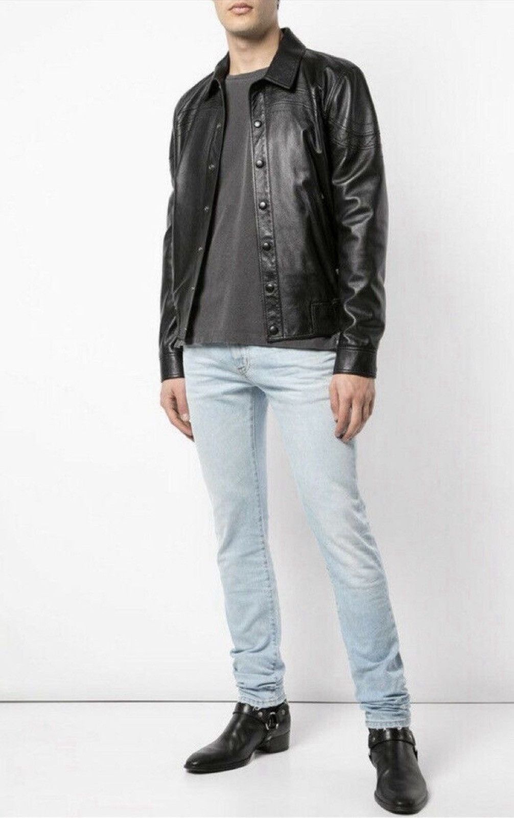 Saint Laurent Paris Saint Laurent Paris Western Lamb Leather Bomber Jacket Black Size US S / EU 44-46 / 1 - 14 Thumbnail