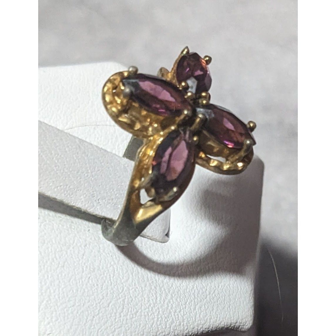 Other Vintage Elegant Floral Purple Stone Gold Tone Ring Size 6 Size ONE SIZE - 2 Thumbnail