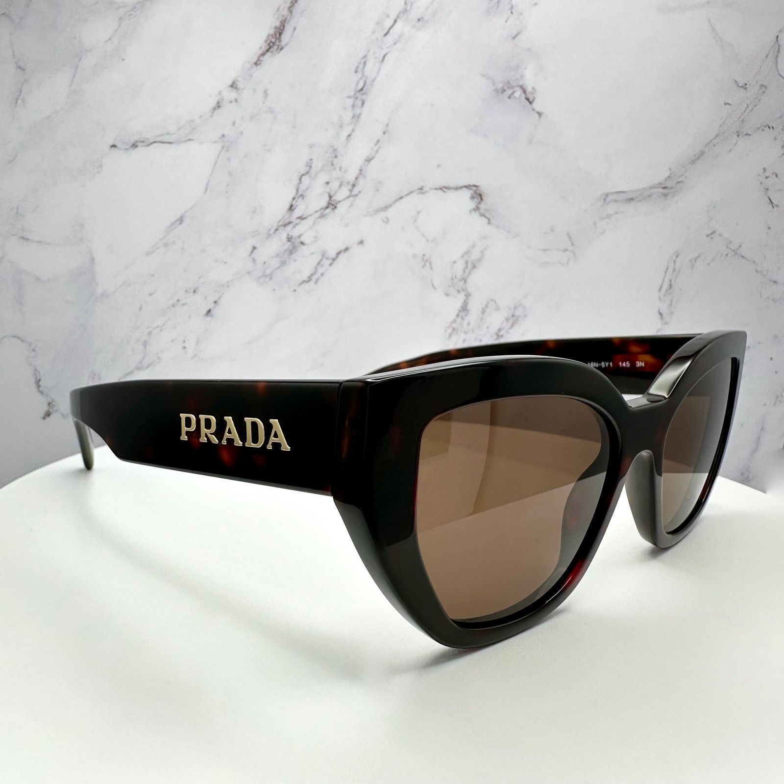 Prada New Prada Sunglasses Cat Eye Brown Tortoise Gold Logo Size ONE SIZE - 3 Thumbnail