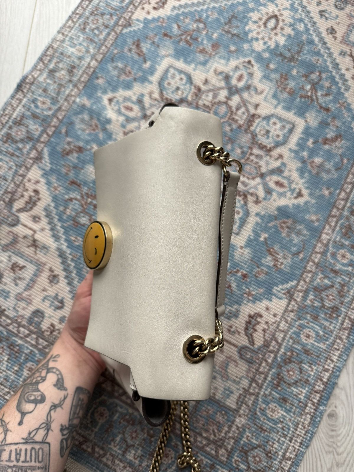 Anya Hindmarch Anya Hindmarch Smile White Leather Shoulder Bag Size ONE SIZE - 14 Thumbnail