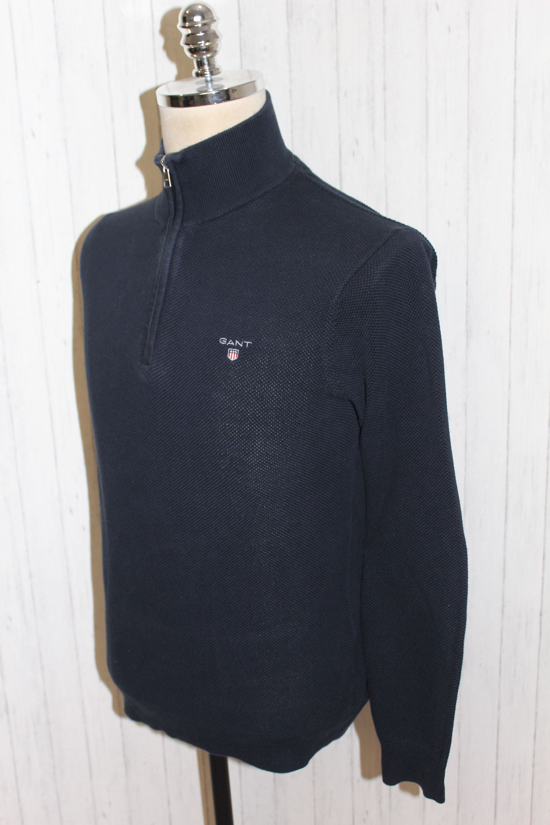 Gant Men's Gant Zip Neck Blue Cotton Jumper Size M Size US M / EU 48-50 / 2 - 4 Thumbnail