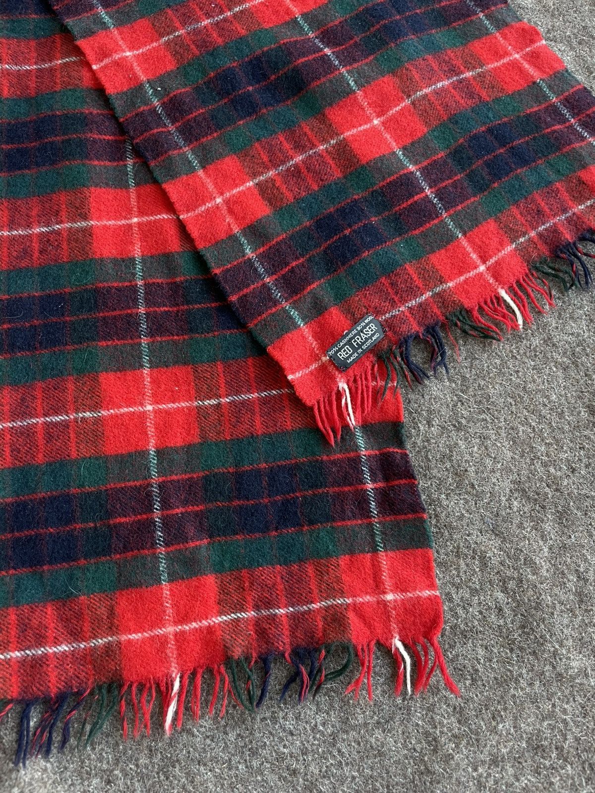 Vintage Red Fraser Cashmer & Wool Scarf Size ONE SIZE - 5 Thumbnail