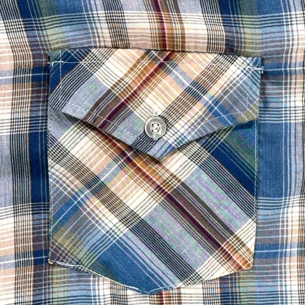 Vintage VINTAGE Envoy Shirt Adult LARGE Blue Brown Plaid 80s Long Sleeve Button-Up Pocketed Western Size US L / EU 52-54 / 3 - 4 Thumbnail