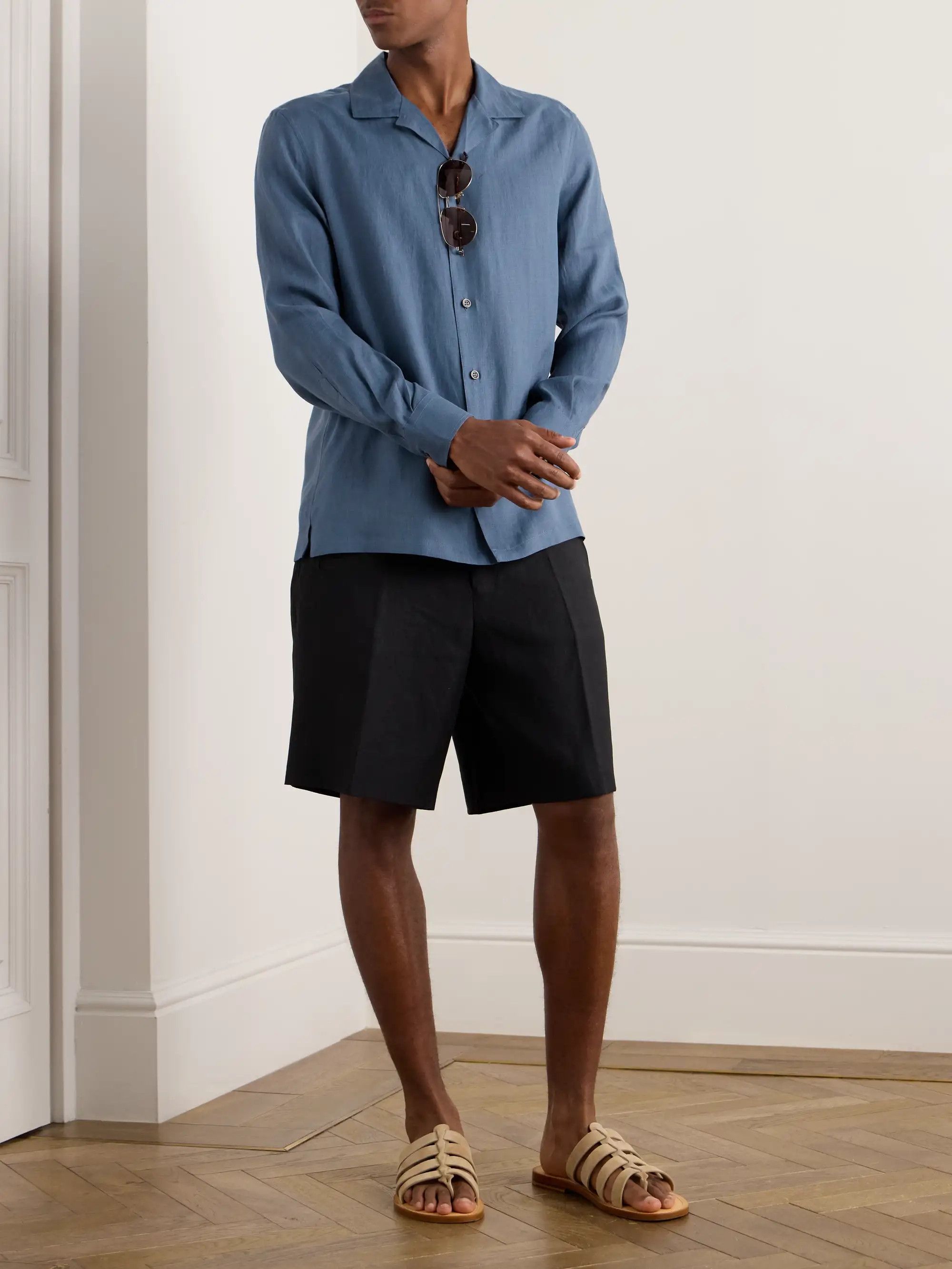 Brunello Cucinelli o1y0526 Solid Color Shirt in Slate Blue Size US S / EU 44-46 / 1 - 4 Thumbnail