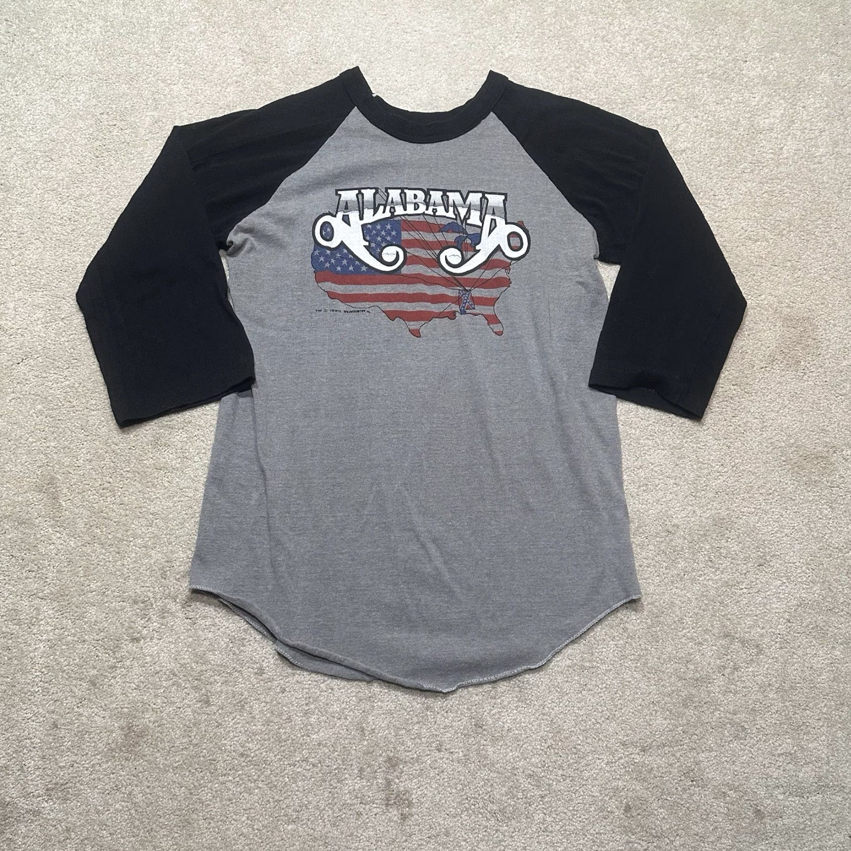 Vintage VINTAGE Alabama Ringer Single Stitch T Shirt Mens Small Gray Country 80s Logo Graphic Print Crew Neck 3/4 Sleeve Cotton Knit Short Sleeve? Size US S / EU 44-46 / 1 - 2 Thumbnail