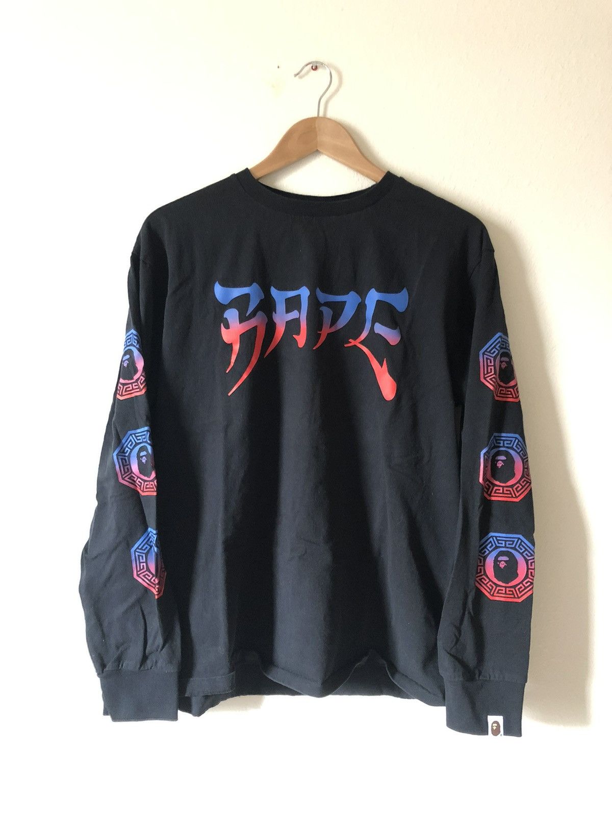 image of Bape Logo Long Sleeve in Black, Men's (Size XL)