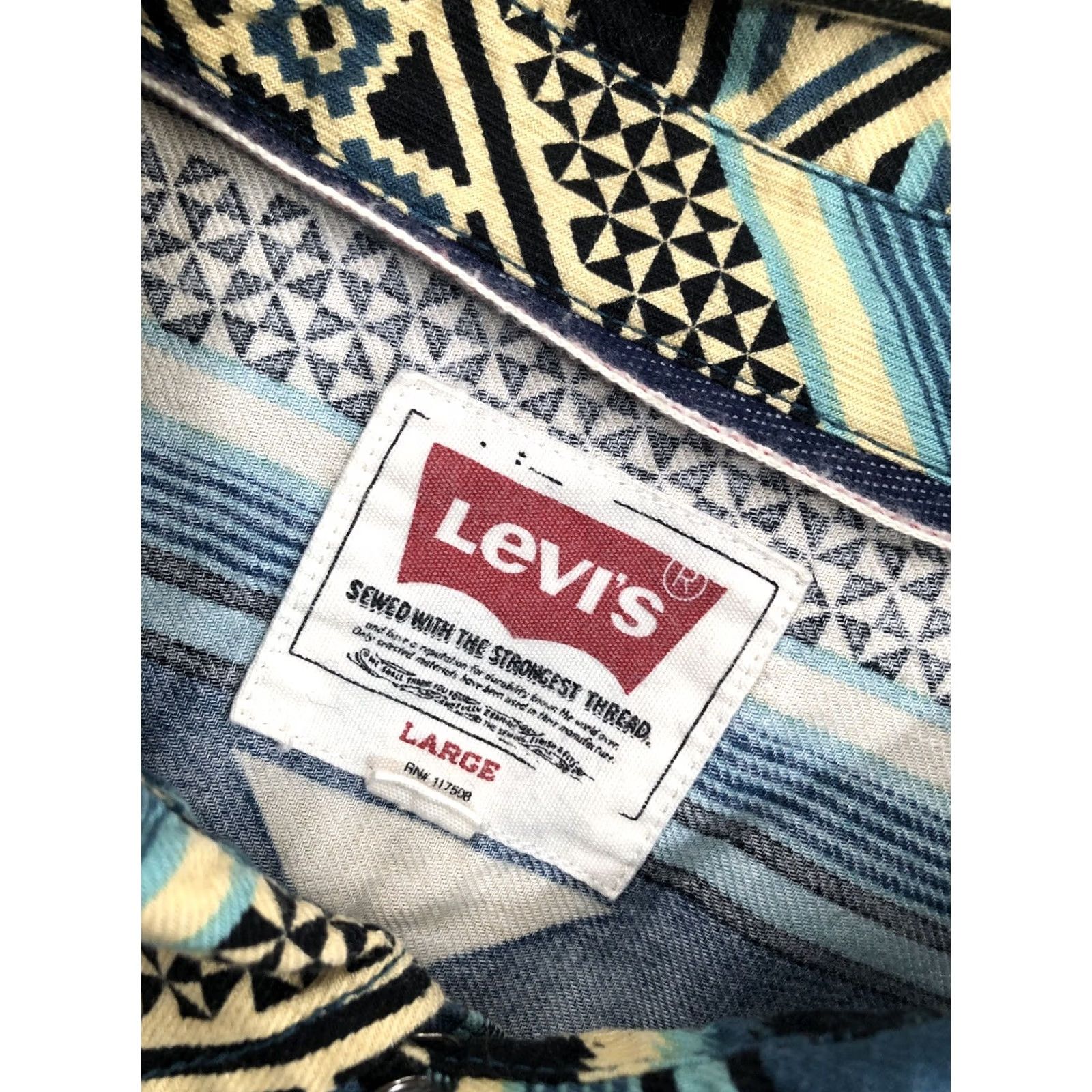 Levi's LEVI STRAUSS Western Shirt Mens L Multicolor PEARL SNAP SAWTOOTH AZTEC SOUTHWEST Size US L / EU 52-54 / 3 - 6 Thumbnail