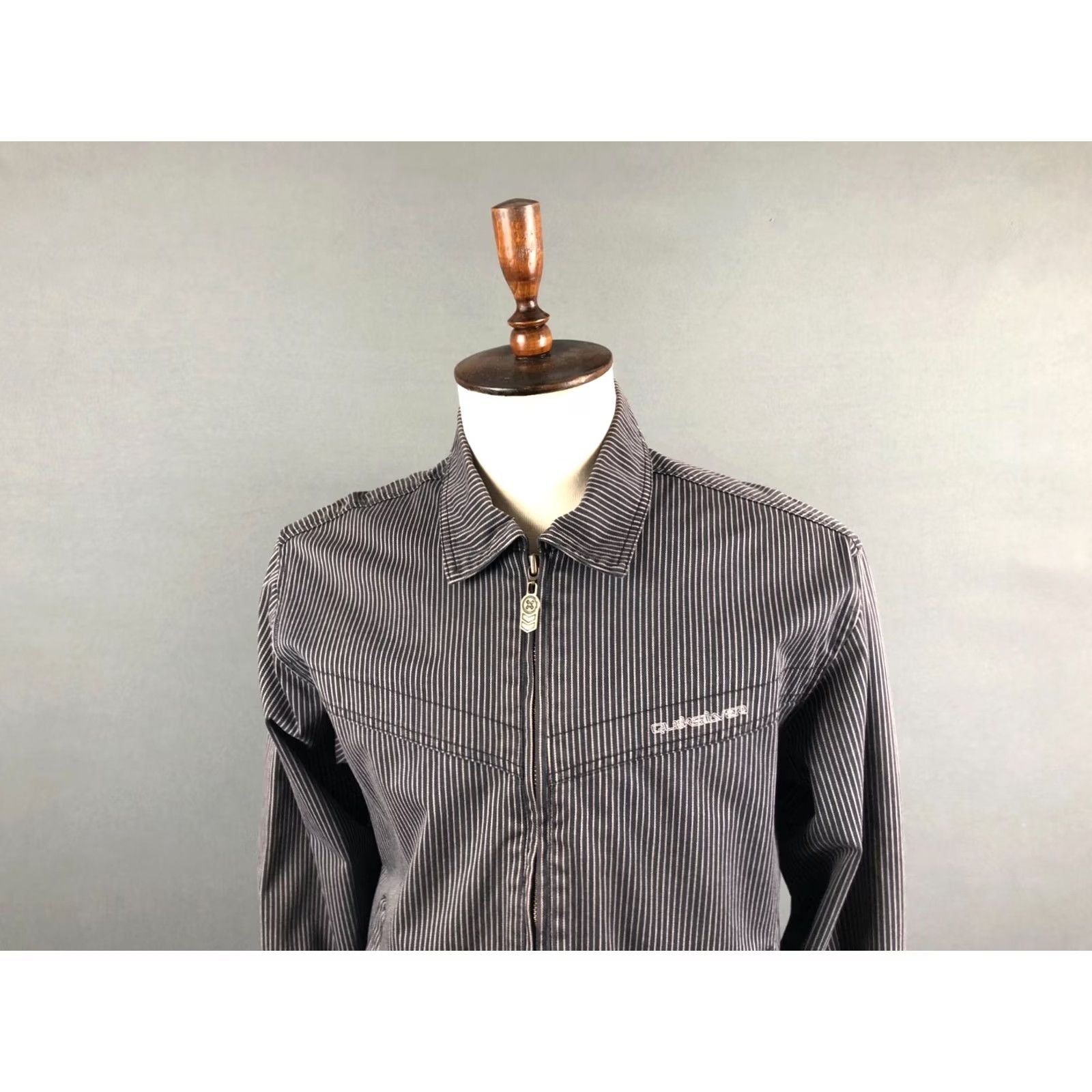 Quiksilver Quiksilver Mens Full Zip Jacket Black Cotton Striped Hooded? Size US M / EU 48-50 / 2 - 4 Thumbnail