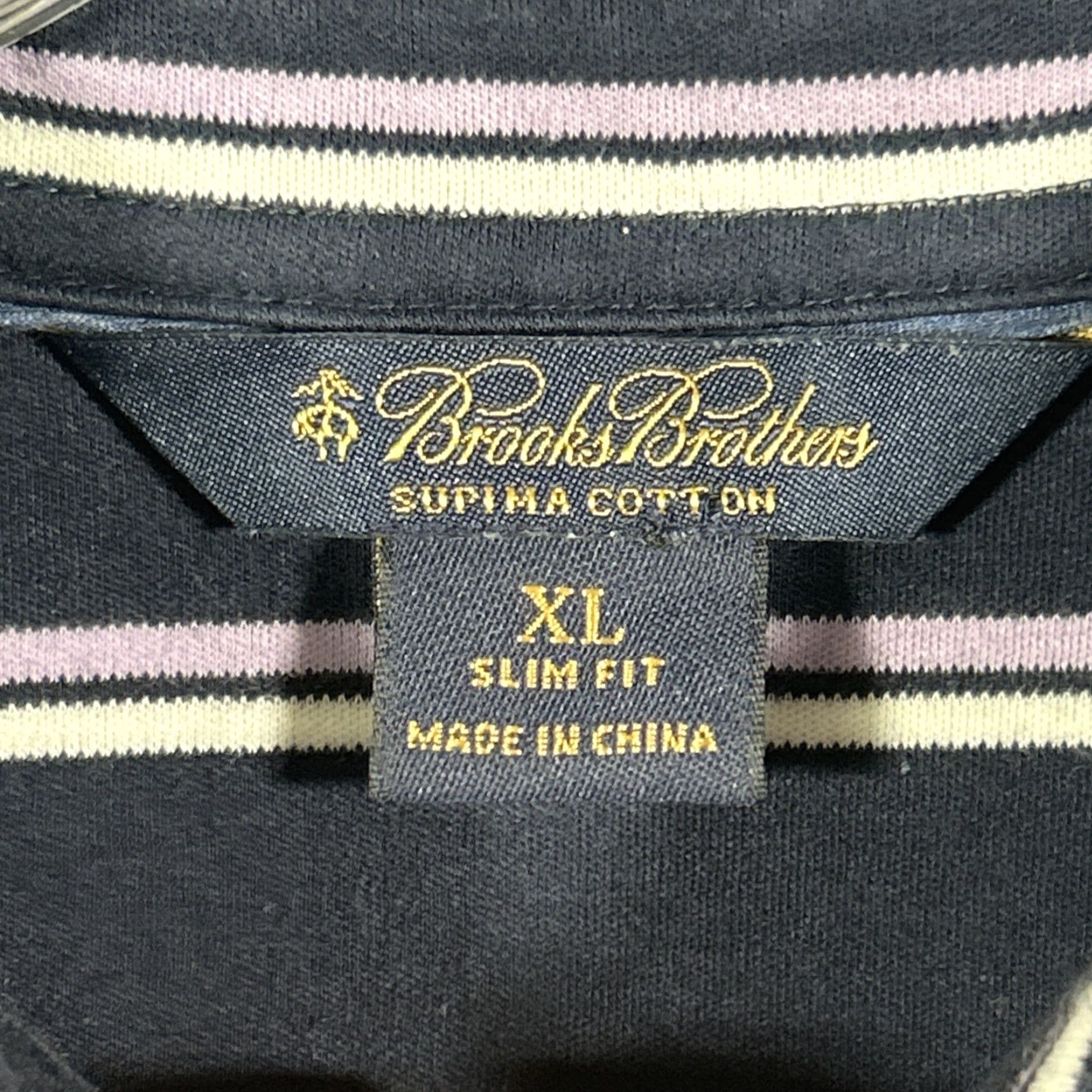 Brooks Brothers Brooks Brothers Polo Shirt Mens XL Slim Fit Blue Striped Short Sleeve Size US XL / EU 56 / 4 - 3 Thumbnail