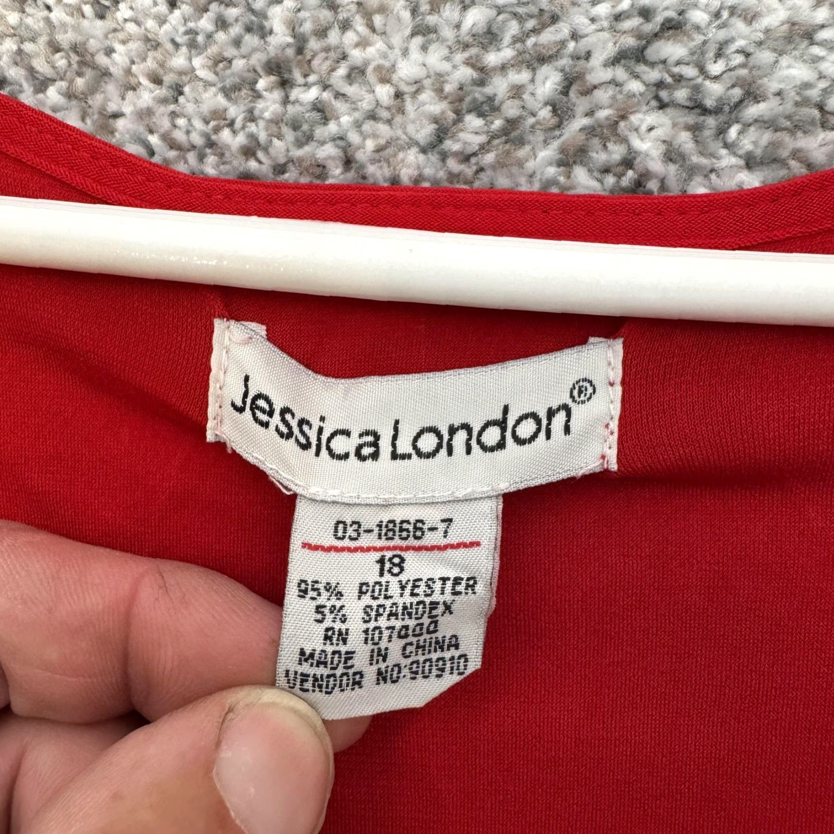 Vintage Jessica London Dress Womens 18 Red Midi Surplice Stretch V Neck Boho Chic Fall Size XXL / US 16-18 / IT 52-54 - 6 Thumbnail