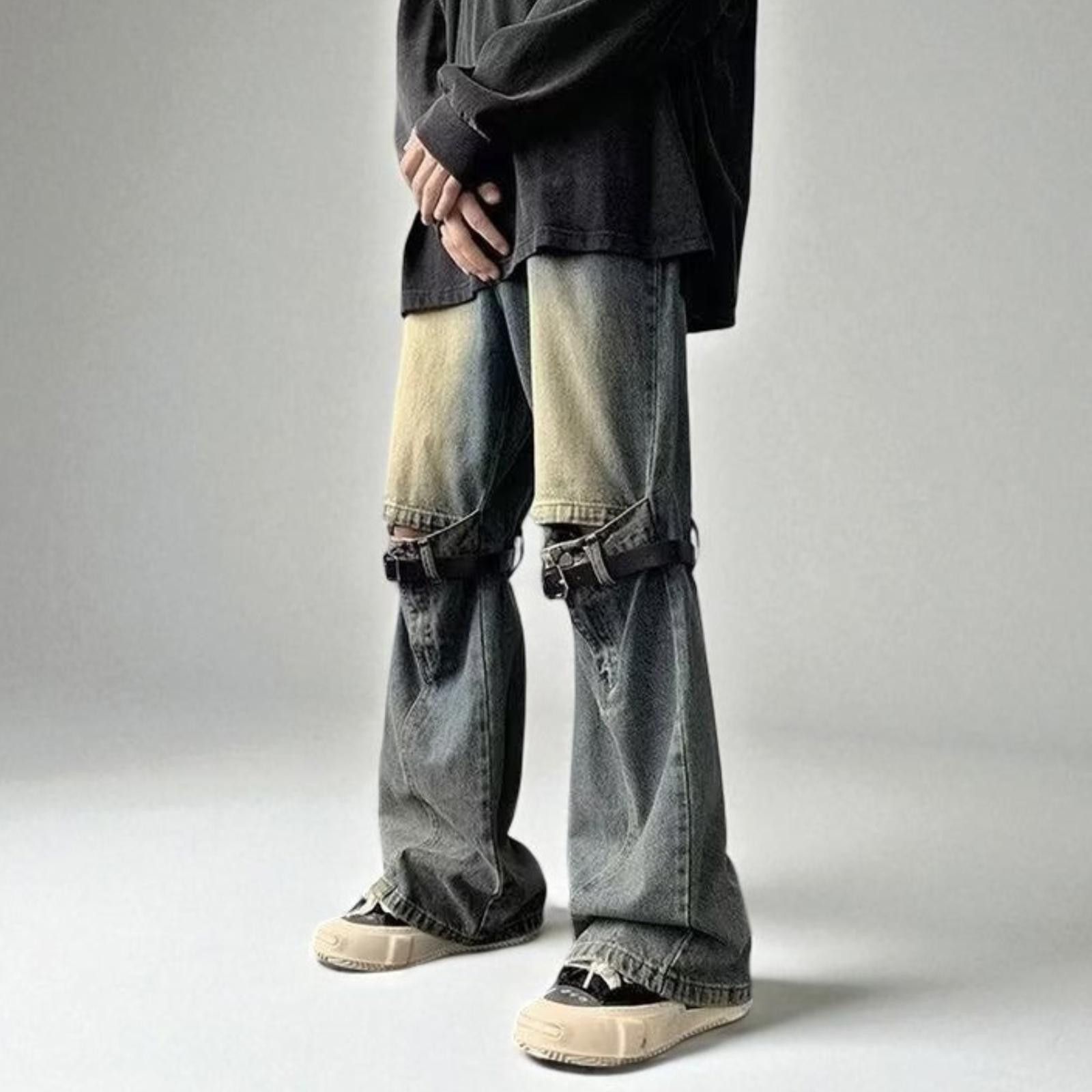 Japanese Brand Knee Strap Flare Jeans Size US 32 / EU 48 - 6 Thumbnail