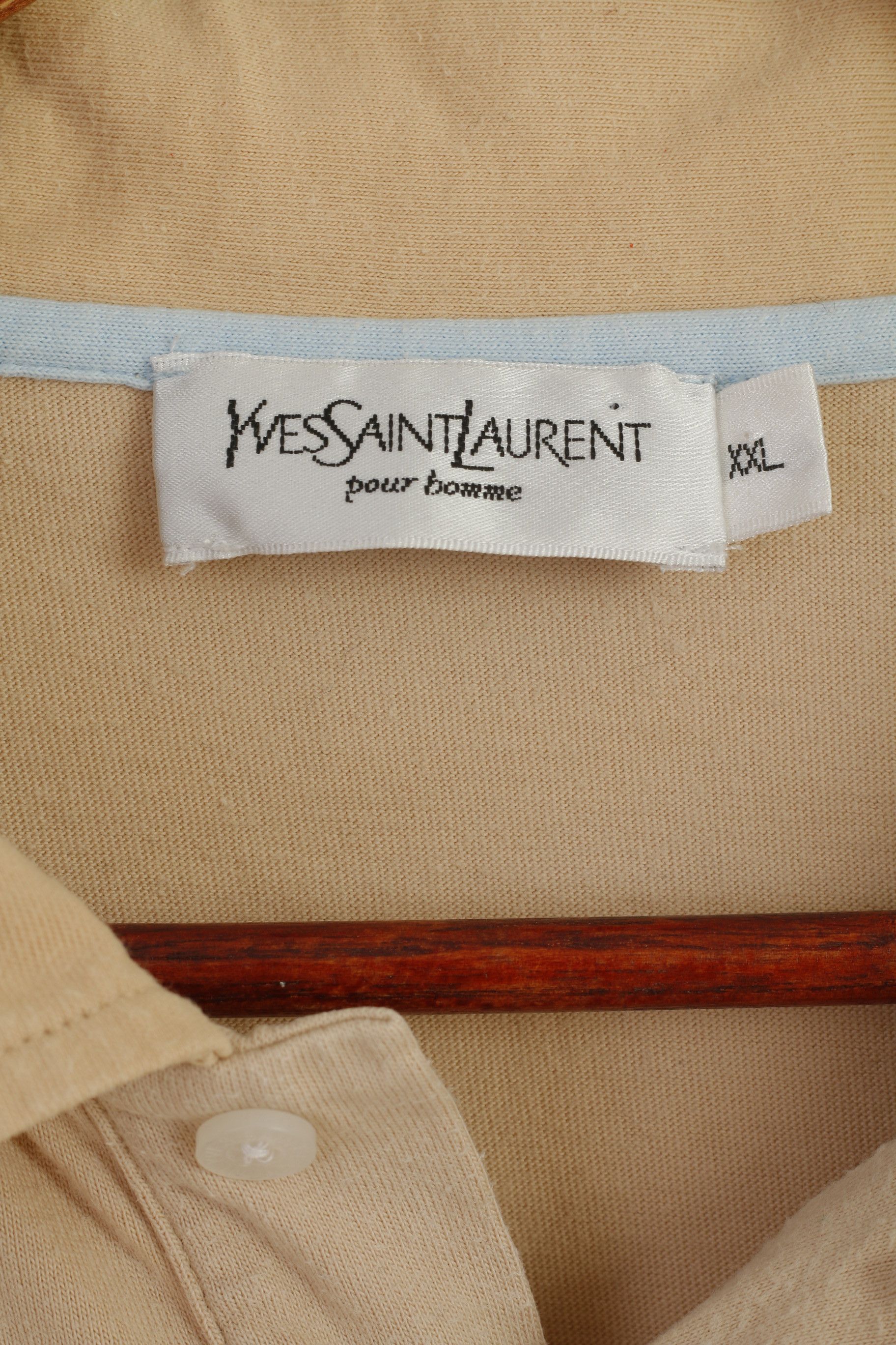 Vintage × Yves Saint Laurent Yves Saint Laurent Men XXL Polo Shirt Beige Cotton 2800 Size US XXL / EU 58 / 5 - 3 Thumbnail