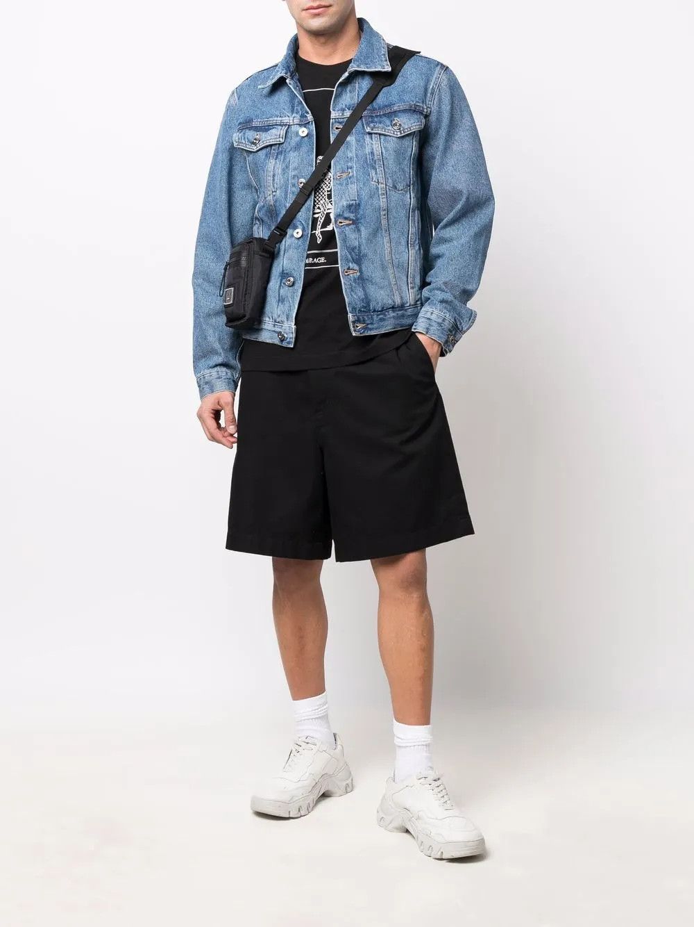 Off-White o1gr1nt0425 Indust Slim Denim Jacket in Medium Blue Size US M / EU 48-50 / 2 - 2 Thumbnail