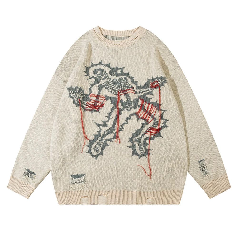 Vintage Men's high street fashion skull skeleton tassel sweater Size US 32 / EU 48 - 1 Thumbnail
