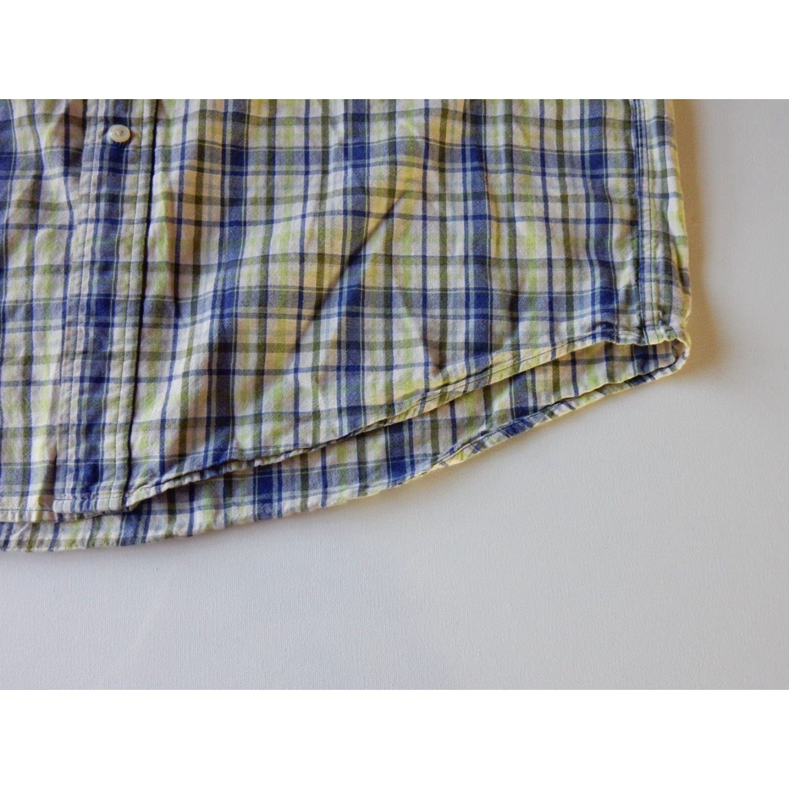 Vintage L.L. Bean Long Sleeve Button Front Plaid Shirt Adult Large Ivory Blue Green Mens Size US L / EU 52-54 / 3 - 2 Thumbnail