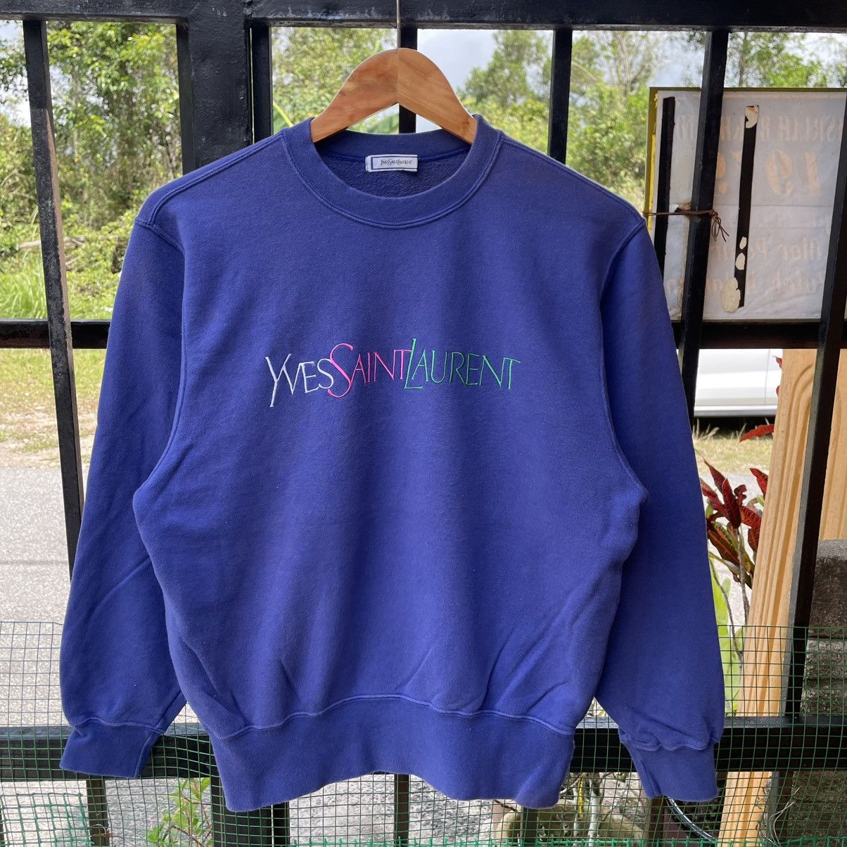 Yves Saint Laurent Authentic❤️Yves Saint Laurent Embroidered Spellout Sweatshirt Size US S / EU 44-46 / 1 - 4 Thumbnail