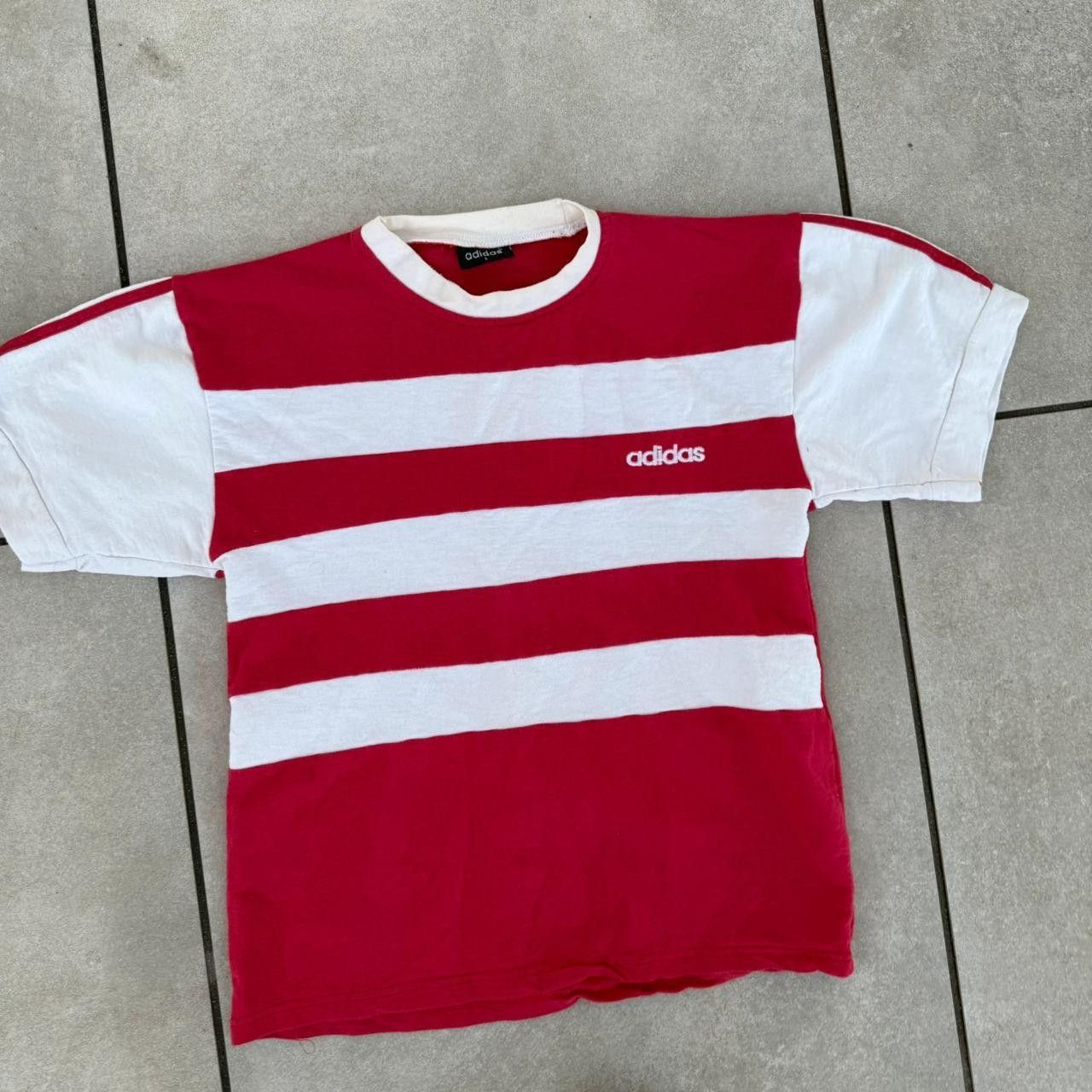 Adidas Adidas Striped T shirt White Red Vintage 90s Boxy Size US M / EU 48-50 / 2 - 3 Thumbnail