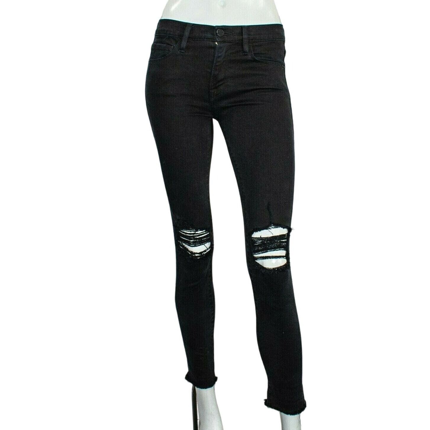 Frame FRAME Denim Le Skinny de Jeanne in Ashland Black Ripped Size 24" / US 00 / IT 34 - 1 Thumbnail