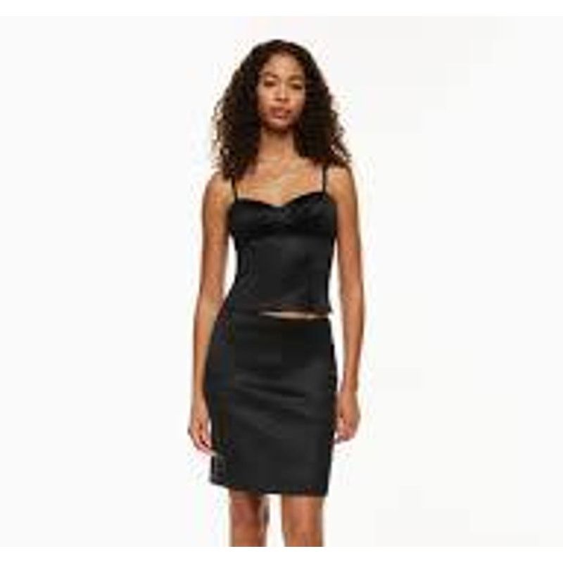 Aritzia NWT Wilfred Aritzia Desertland Black Satin Mini Skirt Size 2 Size 26" / US 2 / IT 38 - 3 Thumbnail