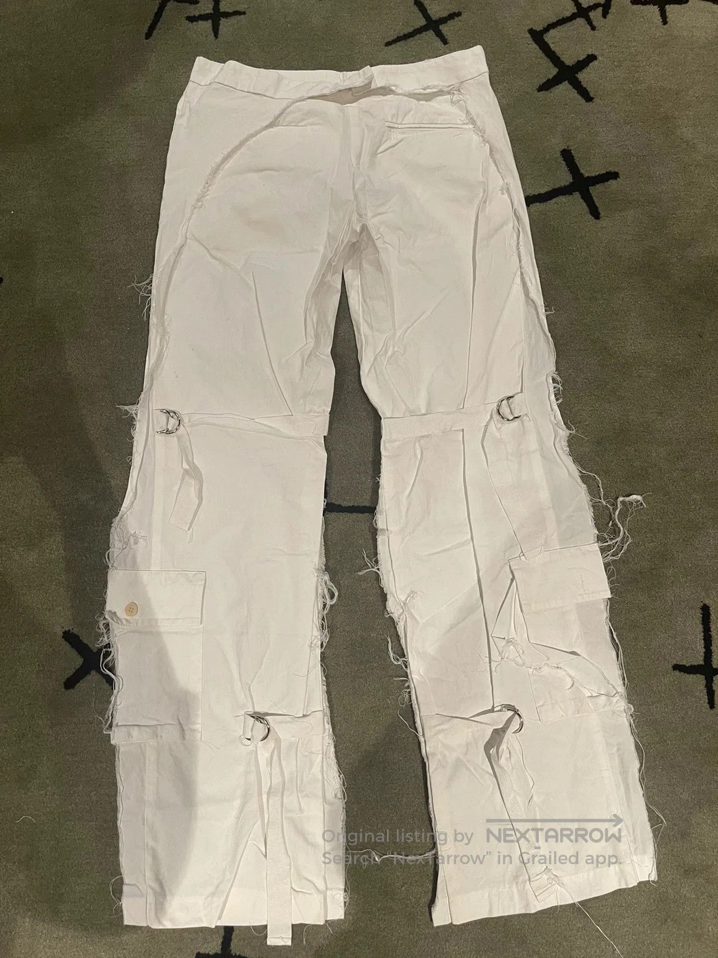 Hussein Chalayan unique distressed white adjustable pants. Size US 38 / EU 54 - 1 Thumbnail