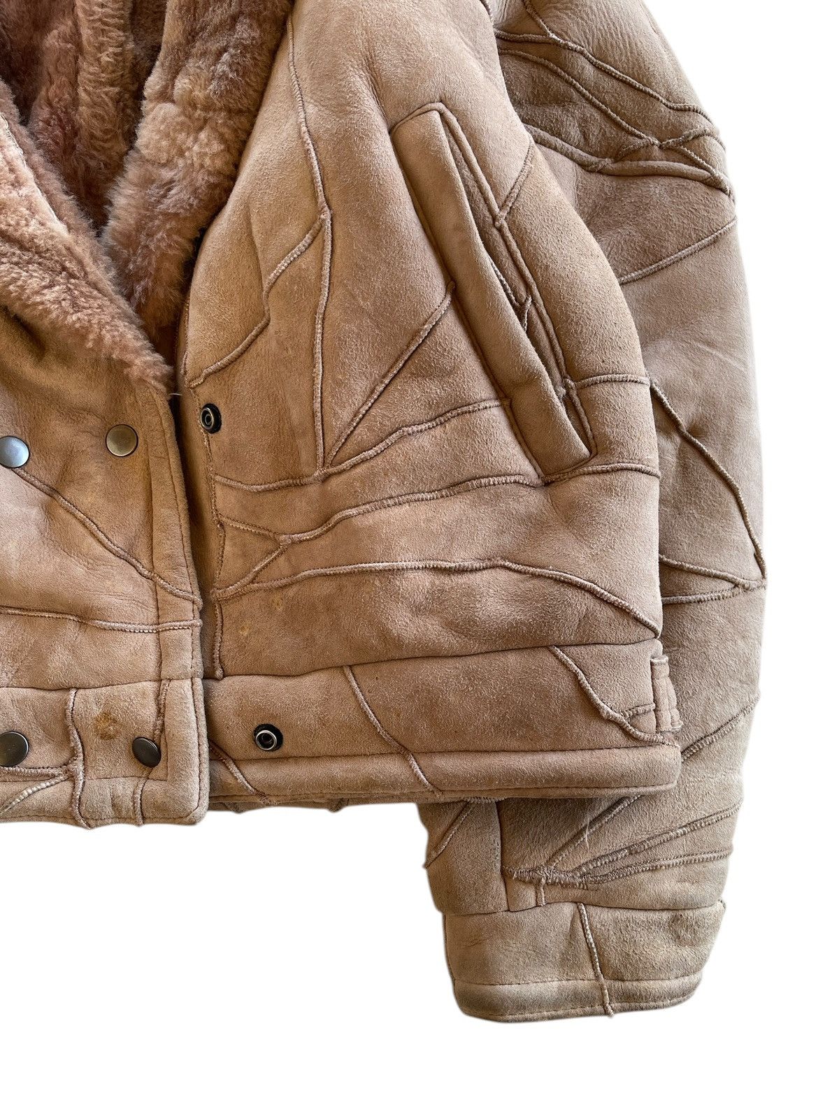 Vintage Patchwork Sheepskin Fur Cropped Jacket Size US M / EU 48-50 / 2 - 6 Thumbnail