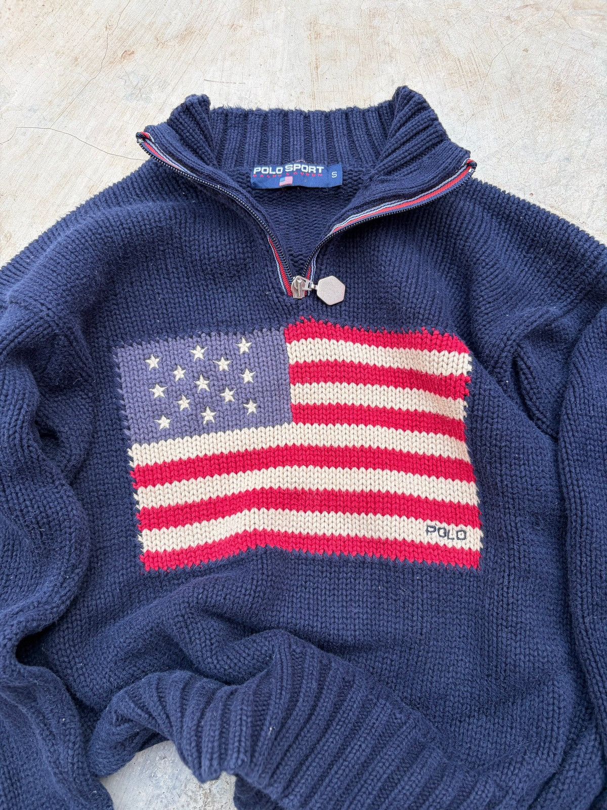 Polo Ralph Lauren Vintage 90s Polo Sport Ralph Lauren Flag Quarter Zip Knit Size US S / EU 44-46 / 1 - 2 Thumbnail