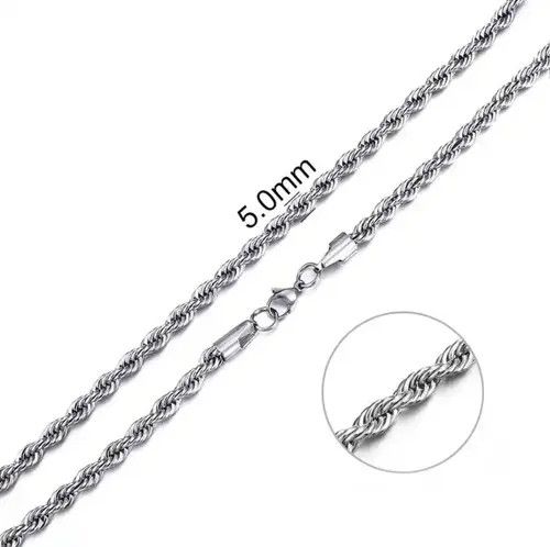 Other Silver 5mm Rope Chain Necklace Size ONE SIZE - 2 Thumbnail