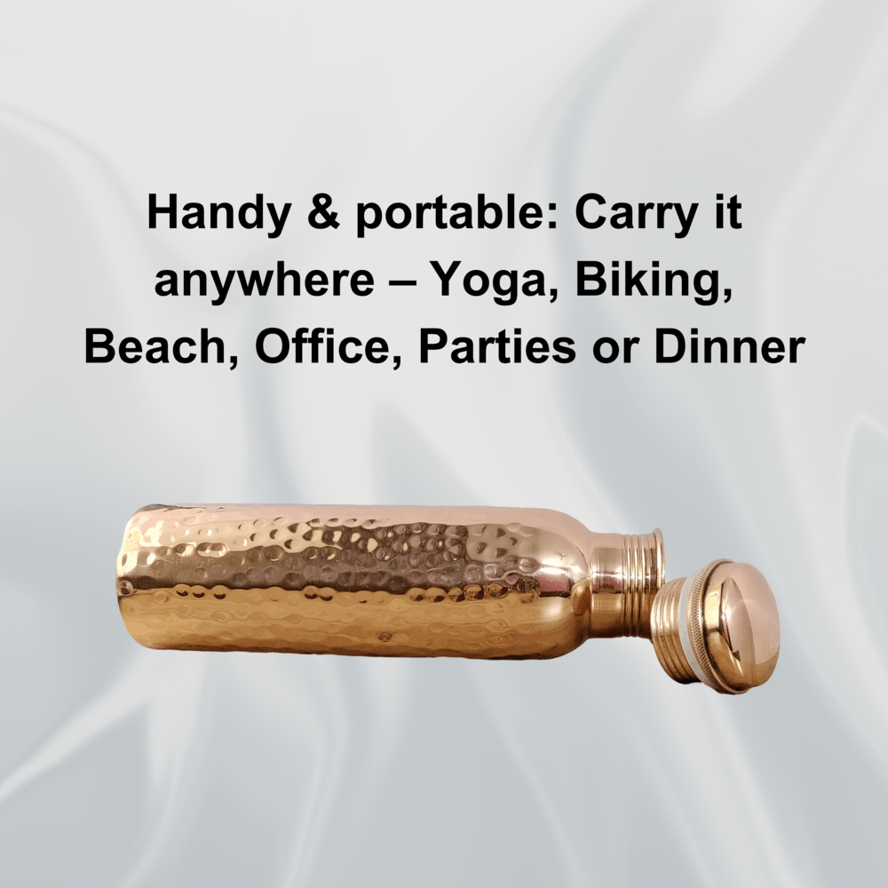 Handmade NEW 100% Hammered Copper Water Bottle, 32.5 oz/950 mL Size ONE SIZE - 6 Thumbnail
