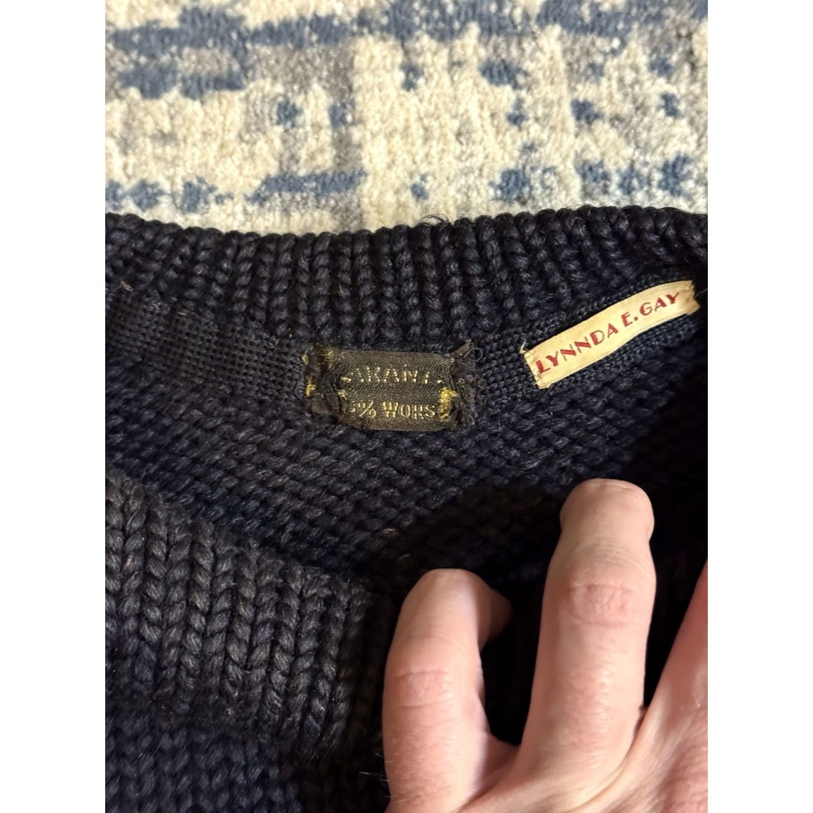 J.W. Brine VINTAGE James W. Brine Knit Sweater M Dark Navy Blue 1920s 1930s Boat Neck Size US M / EU 48-50 / 2 - 5 Thumbnail