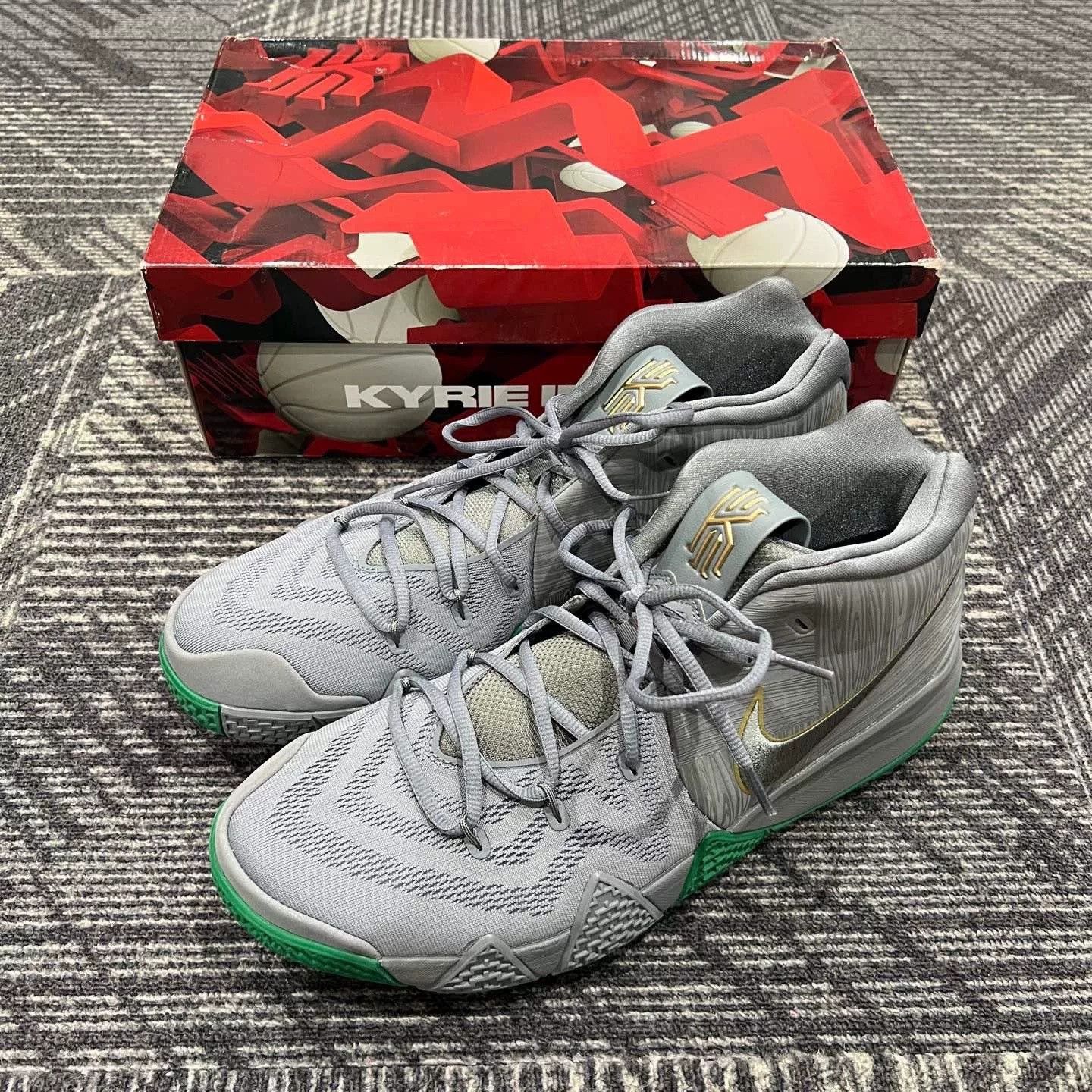 Nike Nike Kyrie 4 Gray Green Basketball Shoes Size US 5 / EU 37 - 1 Thumbnail