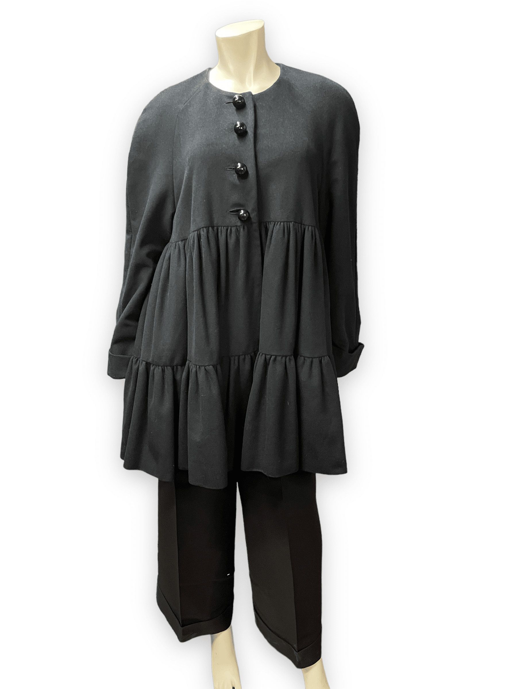 Moschino Moschino Couture! Black Wool Tiered Party Coat With Bauble Buttons Made In Italy Size M Size M / US 6-8 / IT 42-44 - 1 Thumbnail