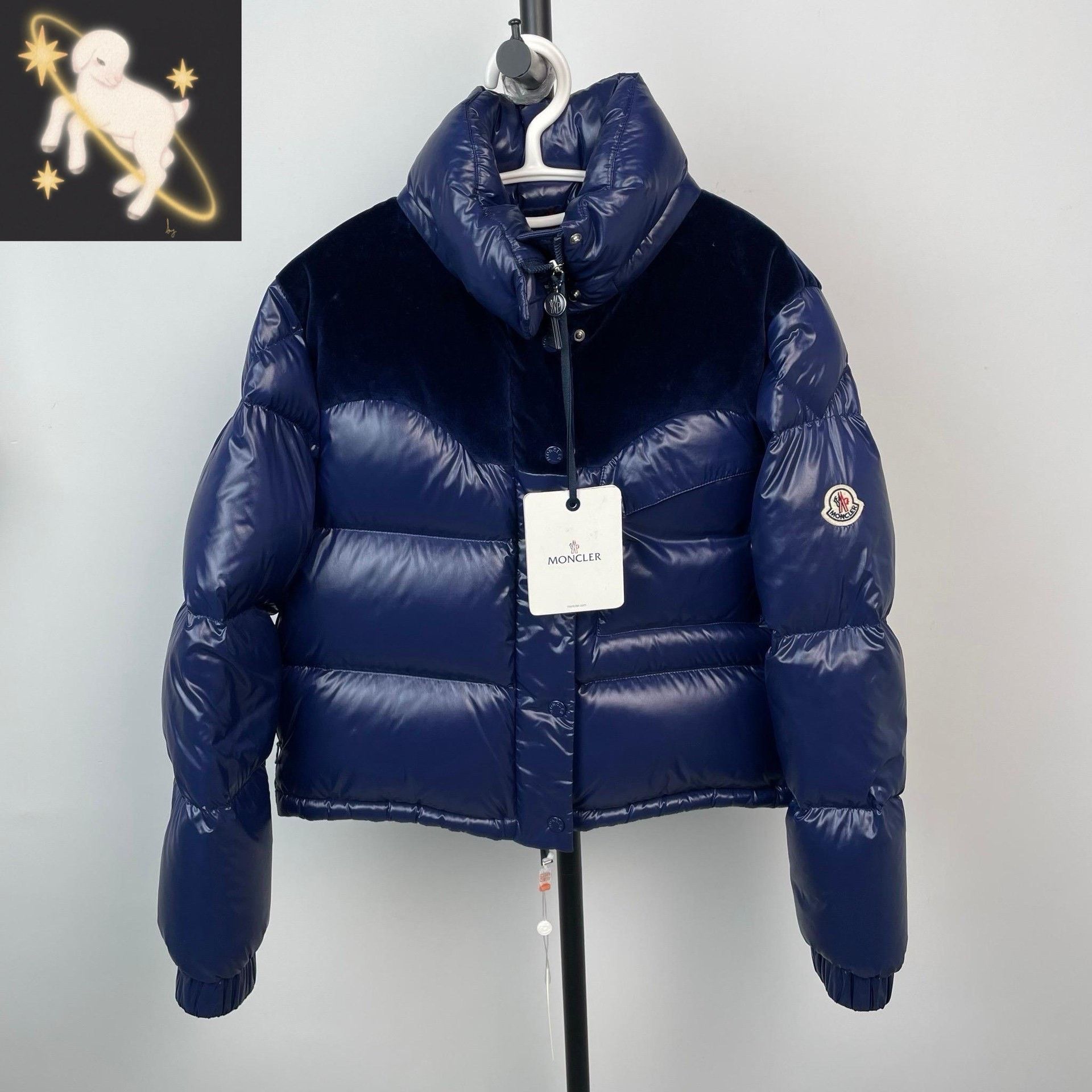 Moncler Moncler Narmada Blue Velvet Puffer Jacket Size M / US 6-8 / IT 42-44 - 1 Thumbnail