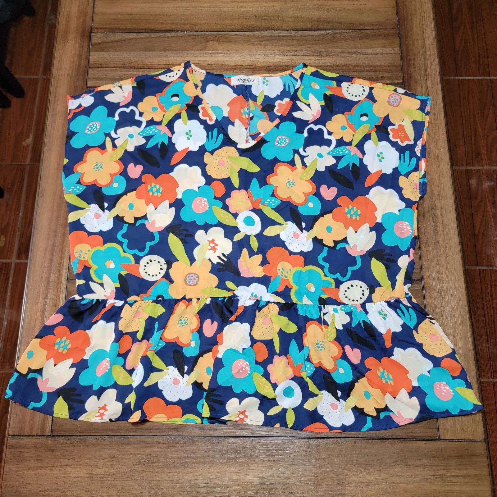 Other Haptics by Holly Harper Multi-Color Floral Blouse - Size 2X Size XXL / US 16-18 / IT 52-54 - 1 Thumbnail