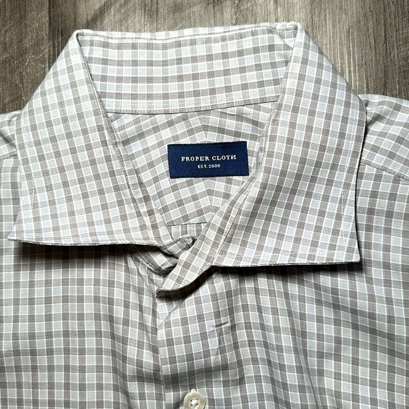 Proper Cloth Proper Cloth Spread Collar Checkered Long Sleeve Button Down 2XL Gray Mens Shirt Size US XXL / EU 58 / 5 - 5 Thumbnail