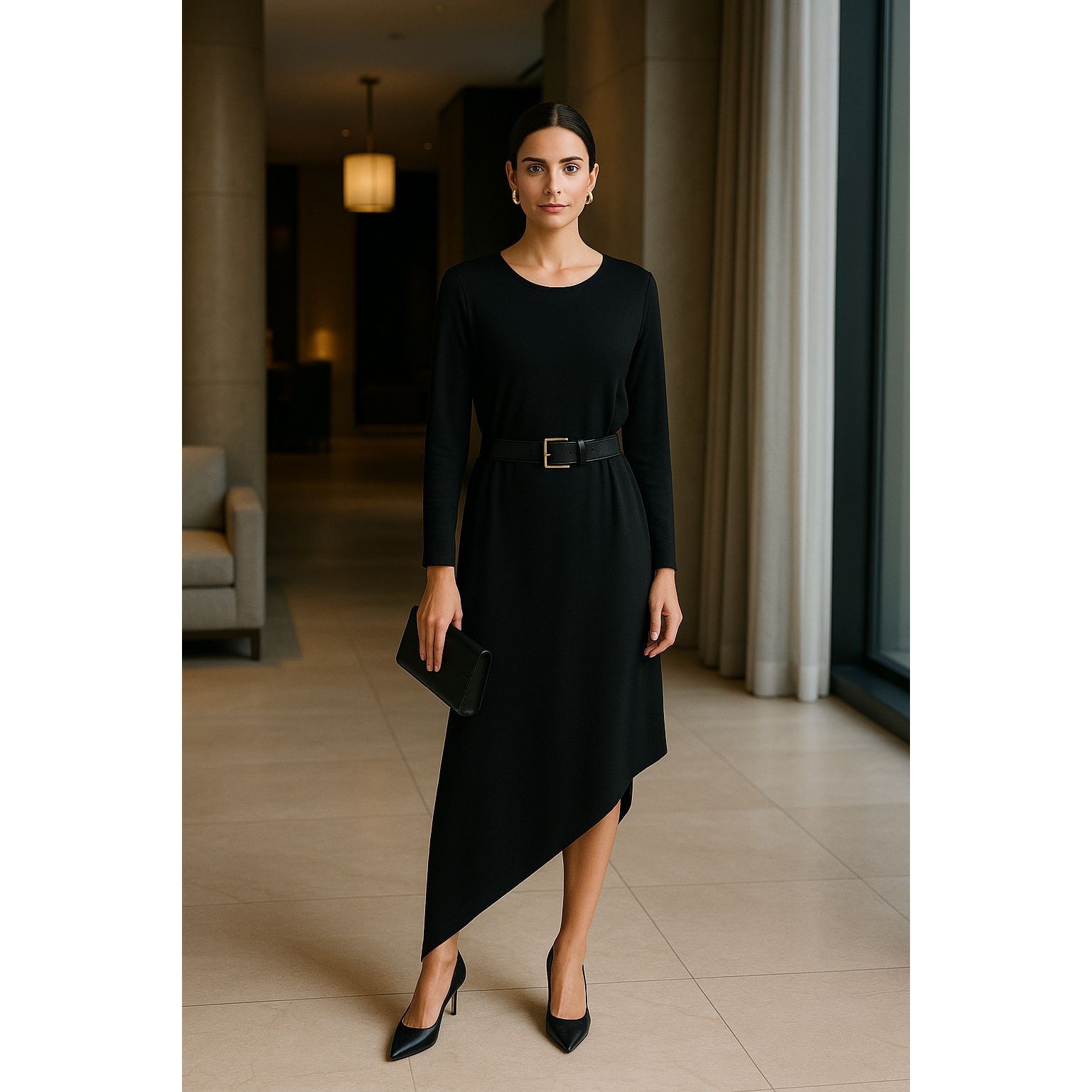 Bryn Walker Bryn Walker Womens Asymmetrical Dress Black M Minimalist Qui Size M / US 6-8 / IT 42-44 - 1 Thumbnail