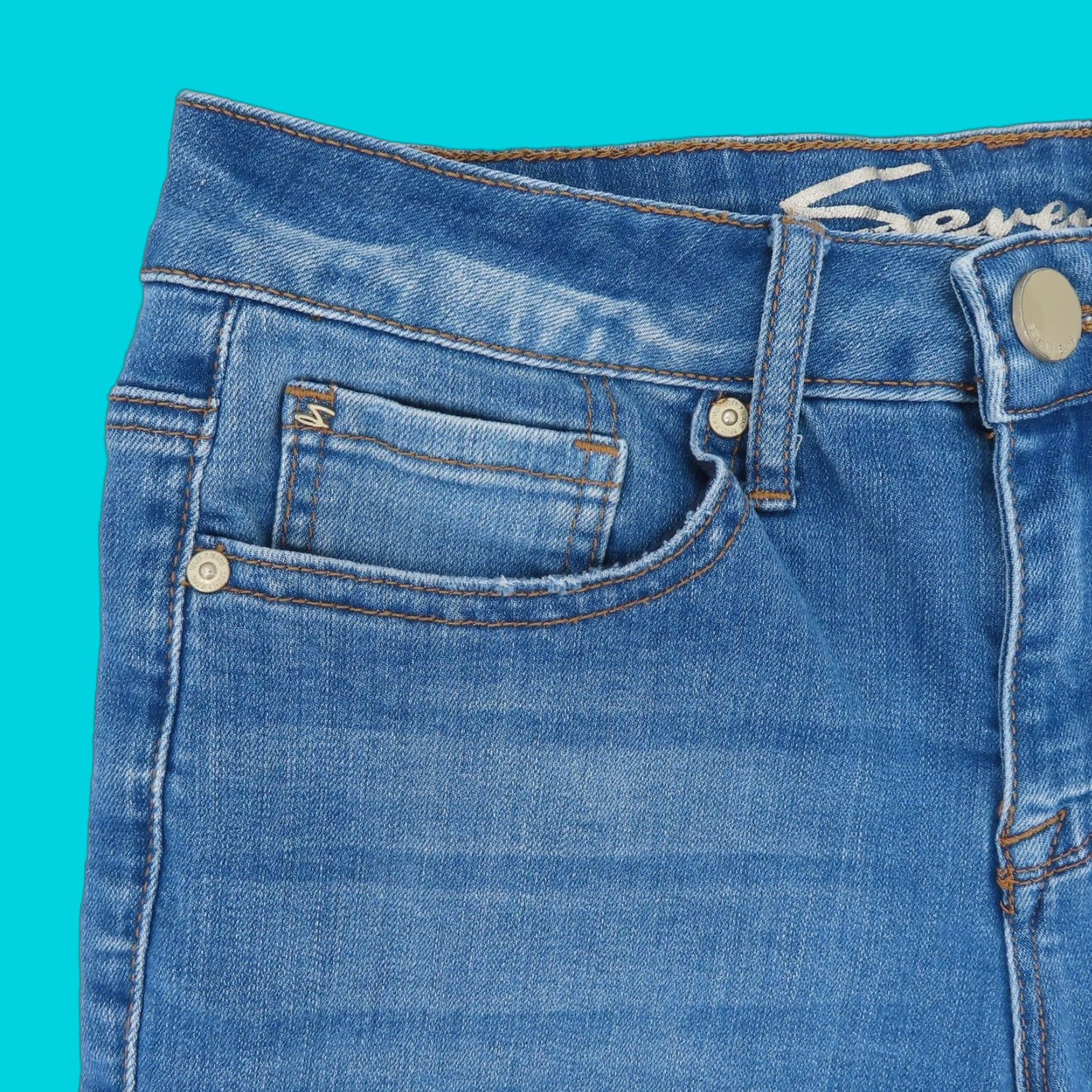 Vintage Seven Bermuda Shorts Denim Blue 4 Women's Regular Pockets 5-Pocket Cotton Blend Size 27" / US 4 / IT 40 - 1 Thumbnail