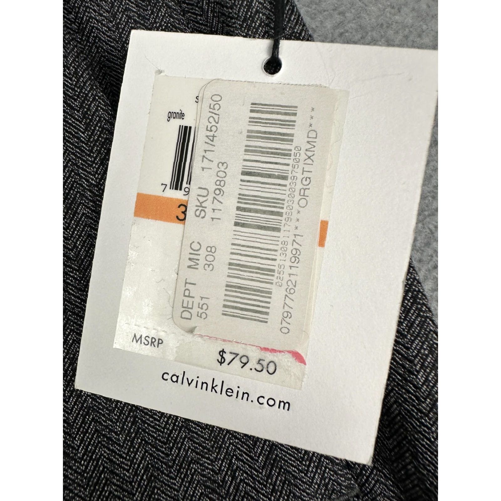 Calvin Klein CALVIN KLEIN Dress Pants Mens 33x32 Gray Herringbone Straight Fit Business NWT Size US 33 - 2 Thumbnail