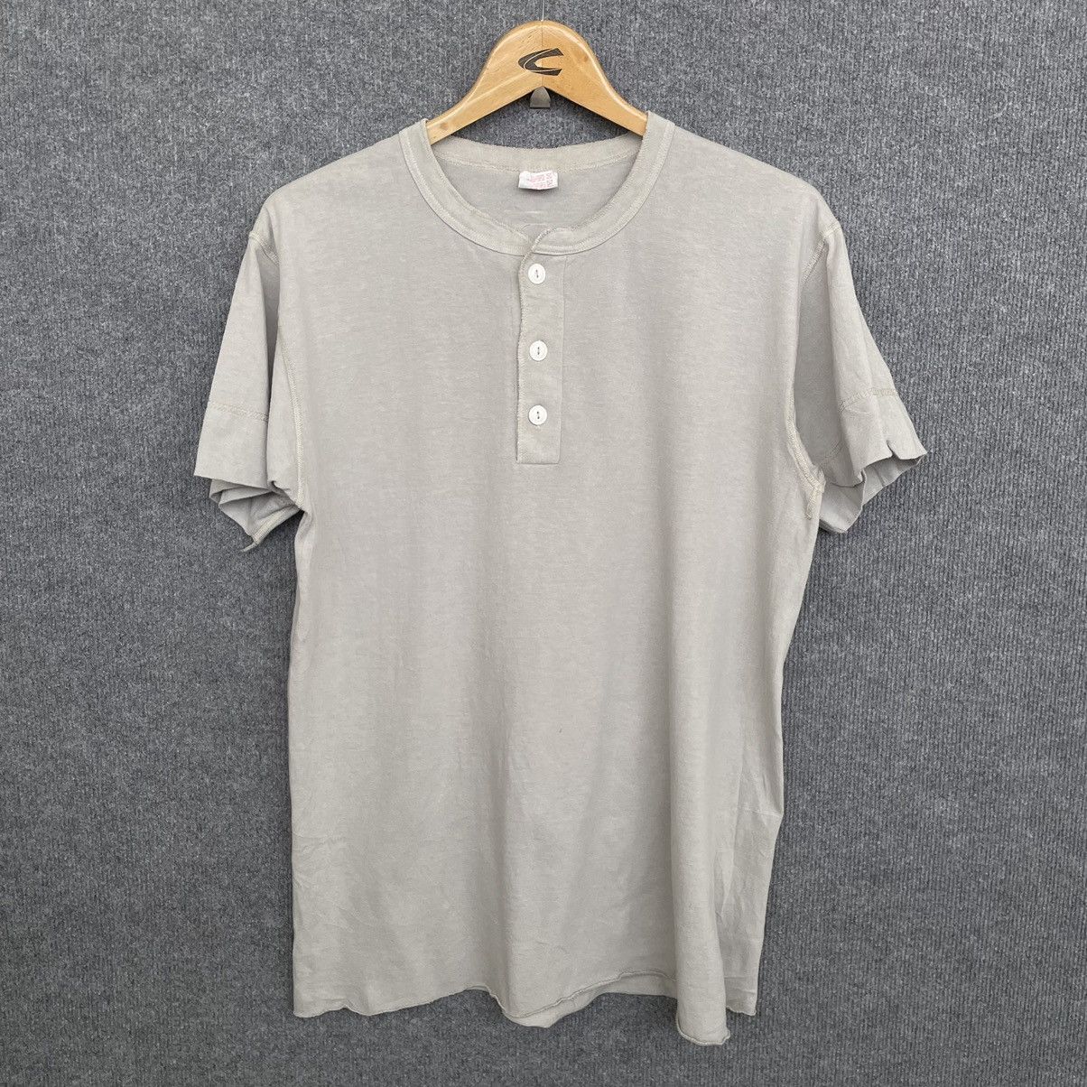 Vintage 1990s Healthknit Quarter Button Earth Tan Blank T Shirt Size US M / EU 48-50 / 2 - 1 Thumbnail