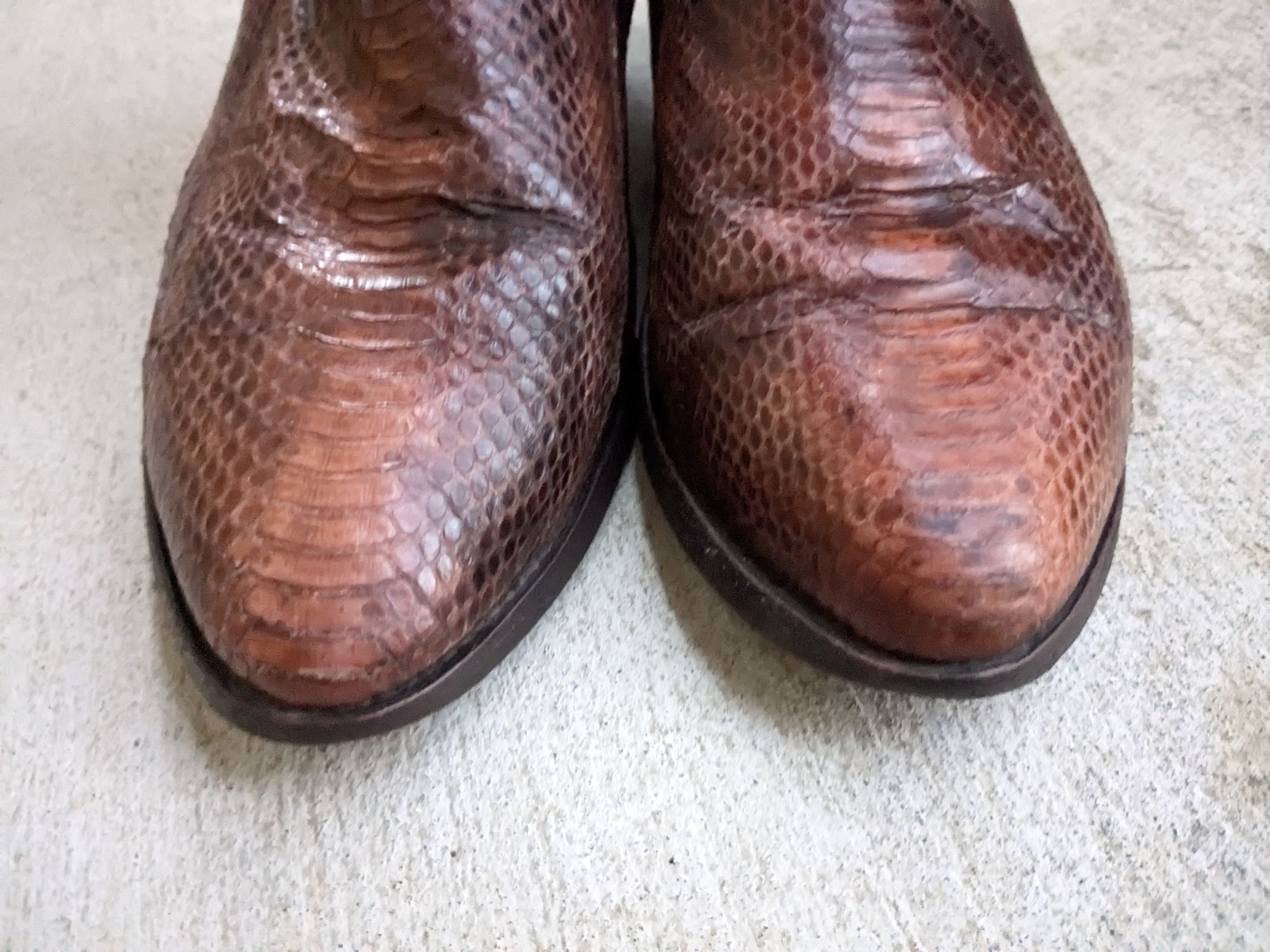 Dan Post × Vintage Dan Post Cowboy Boots Brown 10 EW Wide Snake Leather Size US 10 / EU 43 - 2 Thumbnail