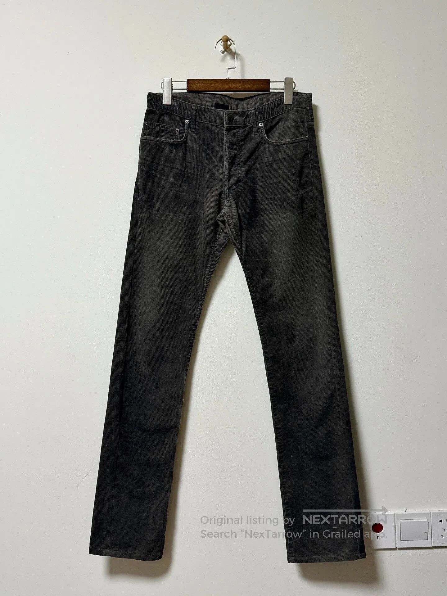 Dior Homme Grey Green Corduroy Pants.